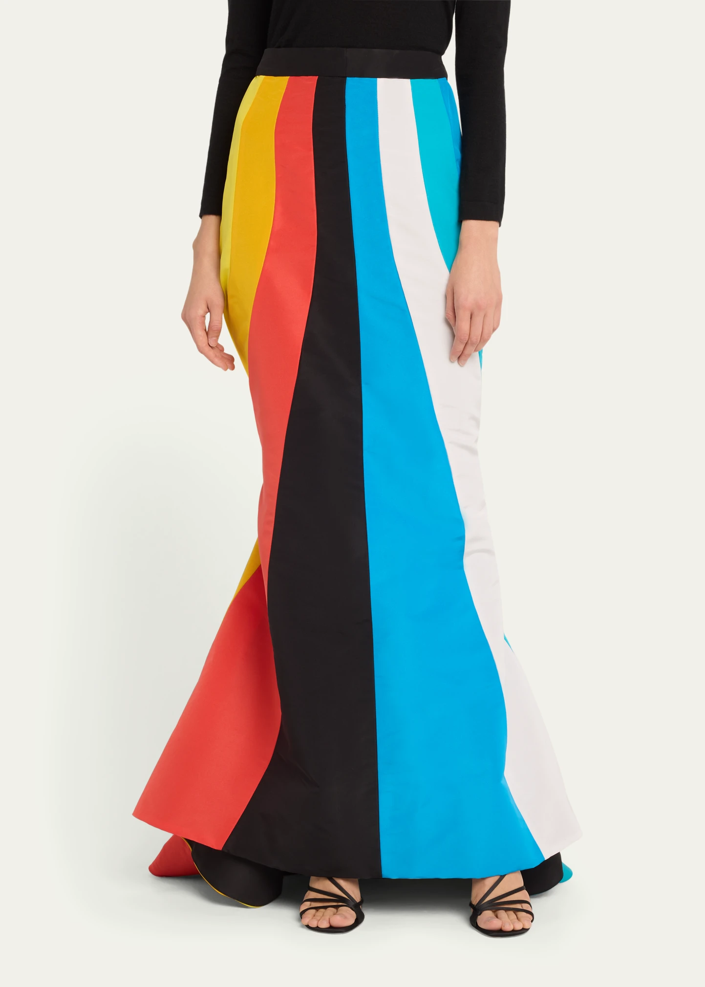 Colorblock Tie-Back Trumpet Maxi Skirt