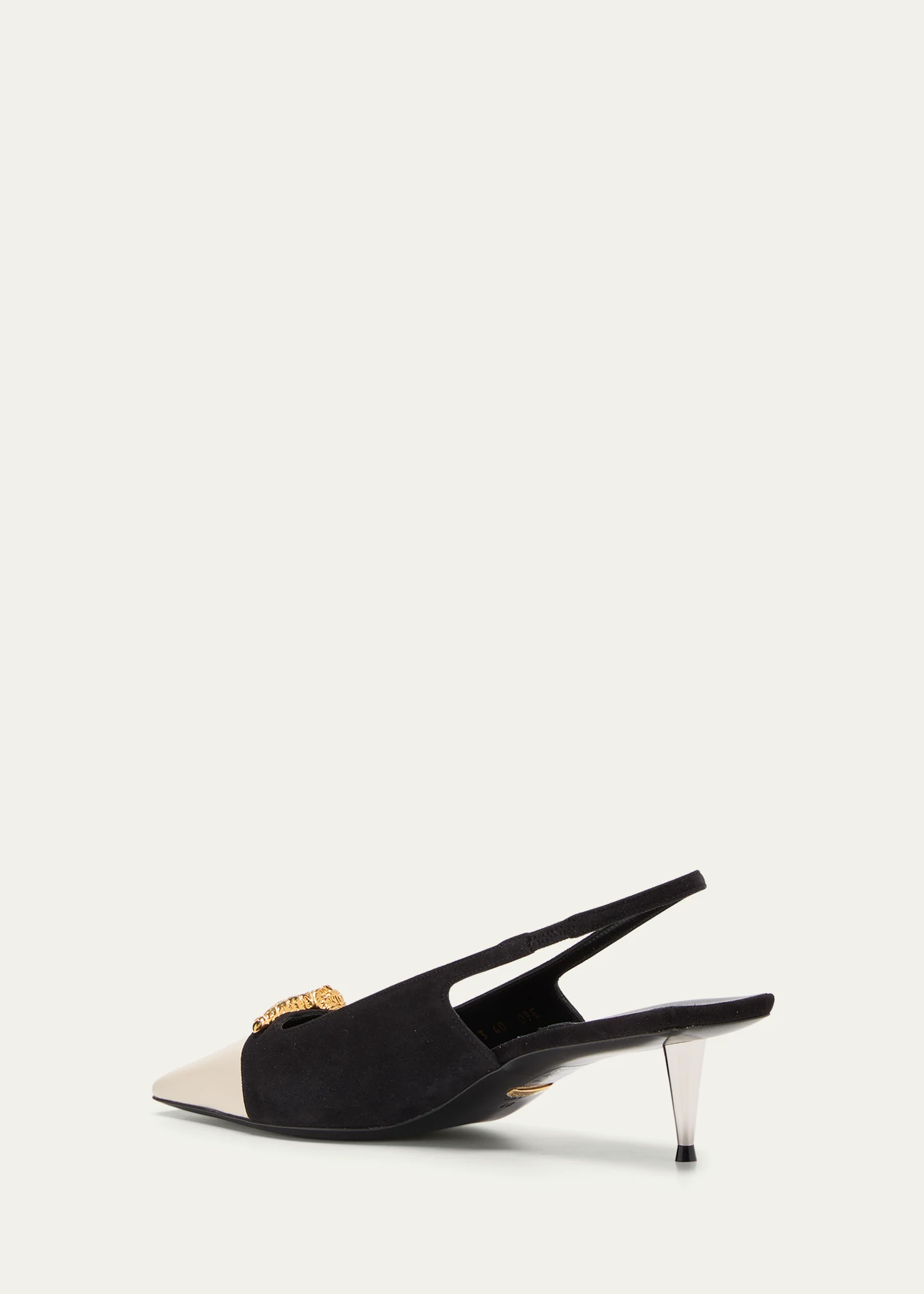 Mona Bicolor Kitten-Heel Slingback Pumps