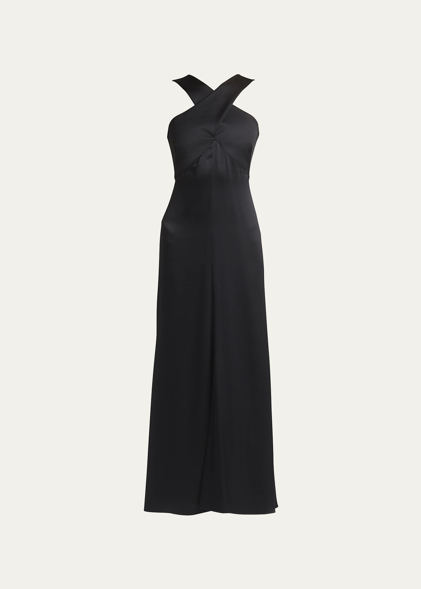 Crossover Halter Silk Gown