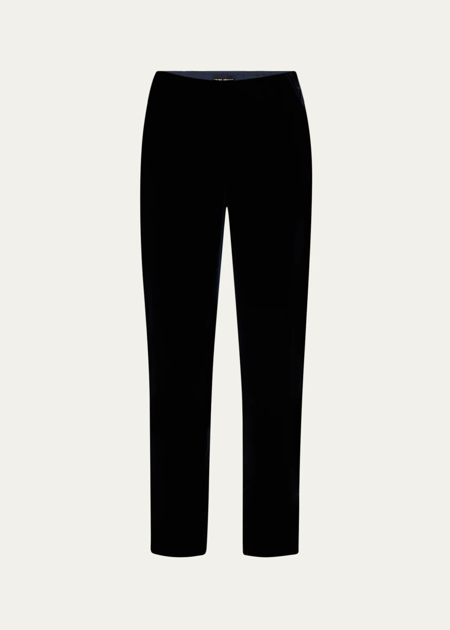 Mid-Rise Slim-Leg Velvet Trousers