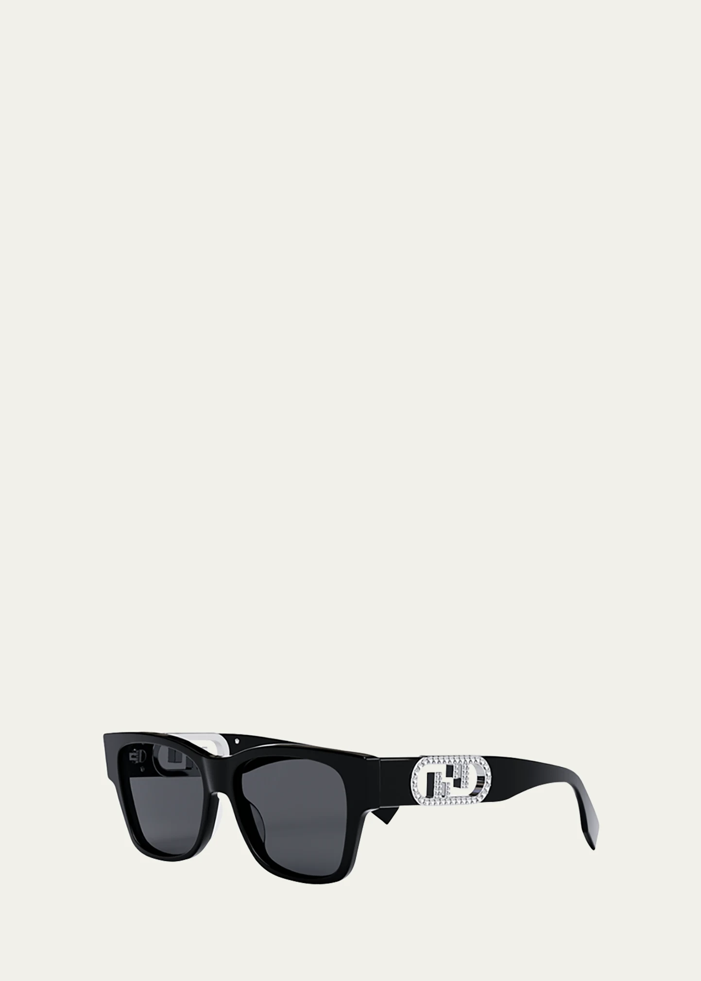 Embellished O'Clock Logo Acetate Rectangle Sunglasses