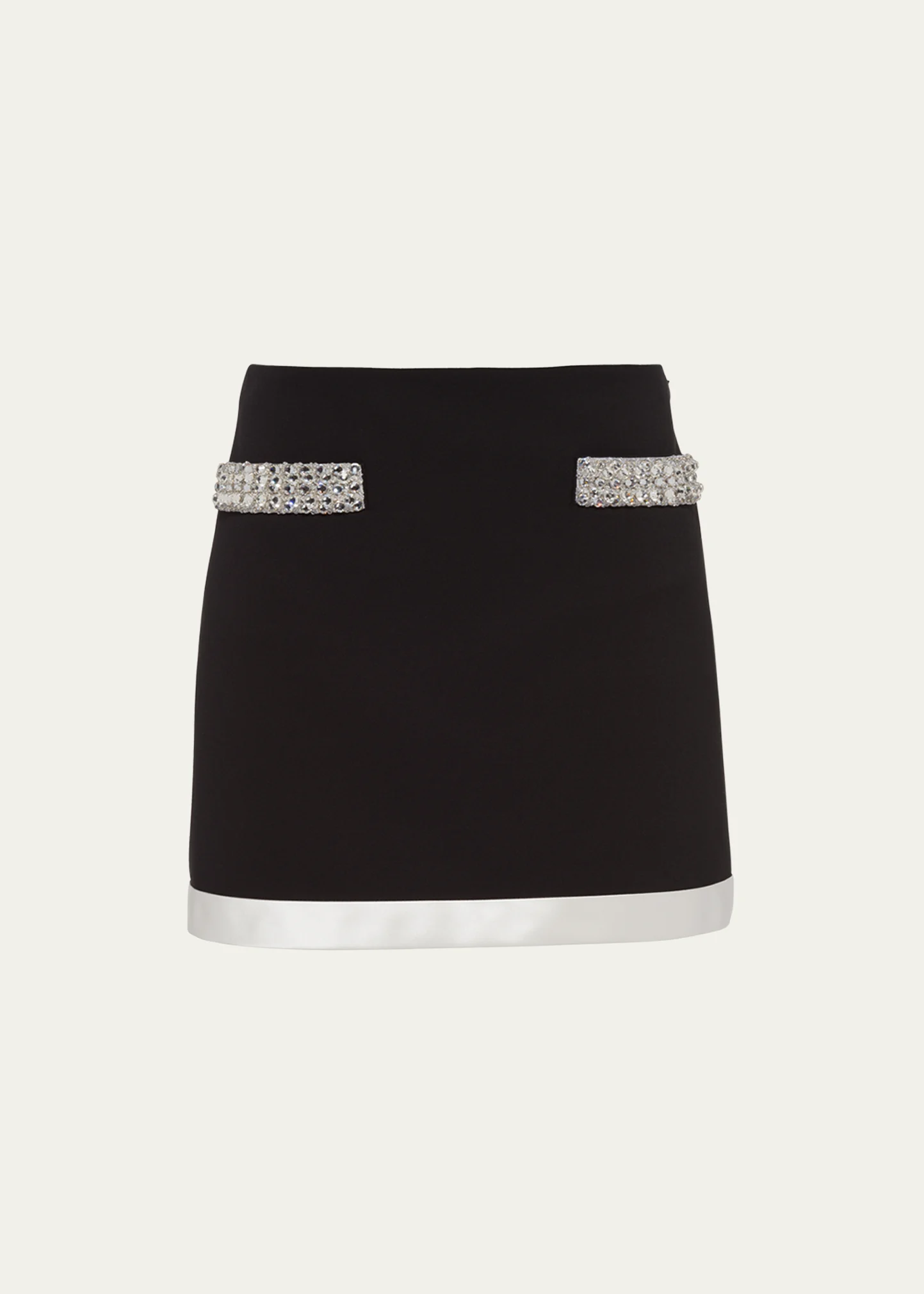 Glass-Embellished Wool Mini Skirt