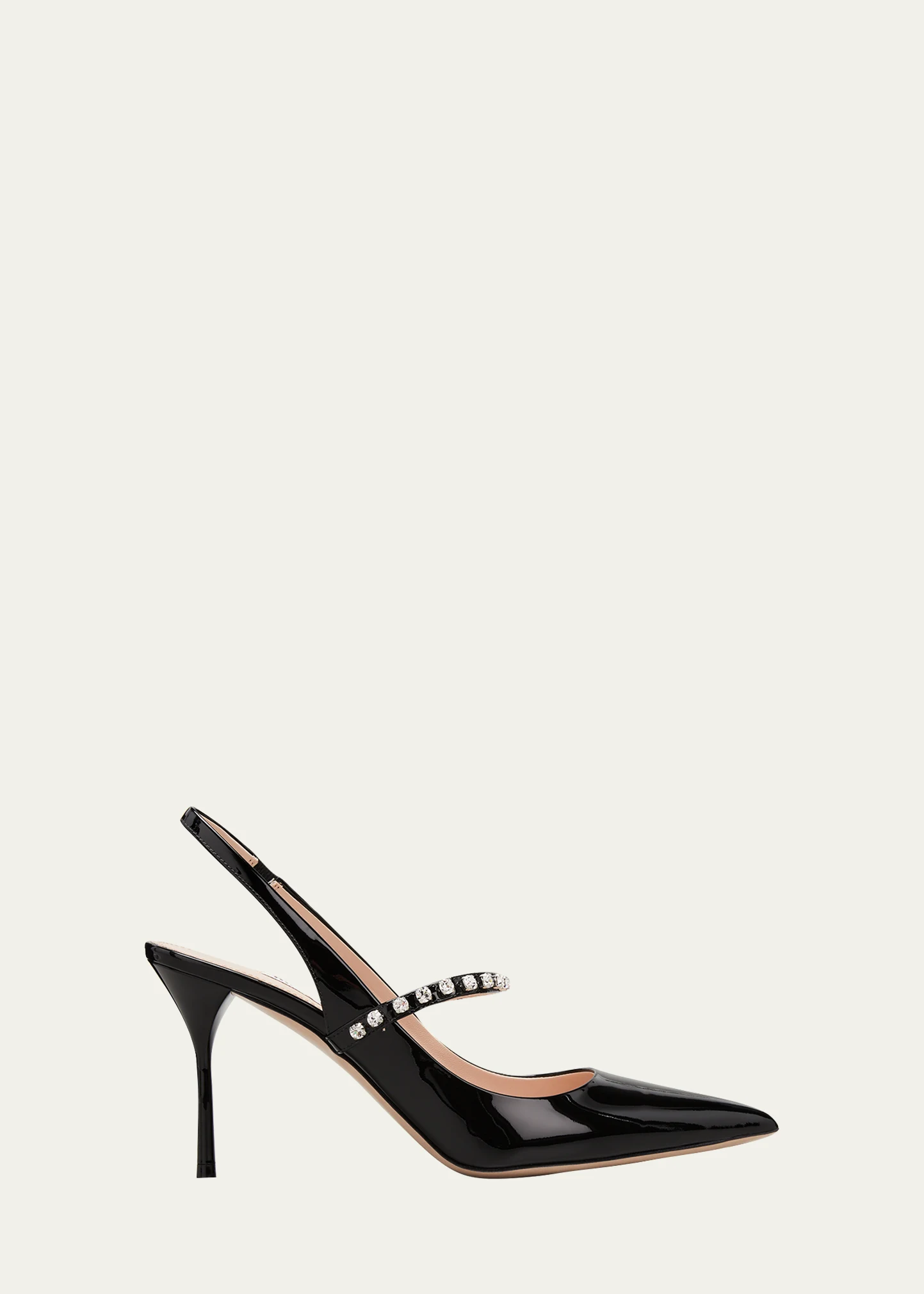 Patent Crystal-Strap Slingback Pumps