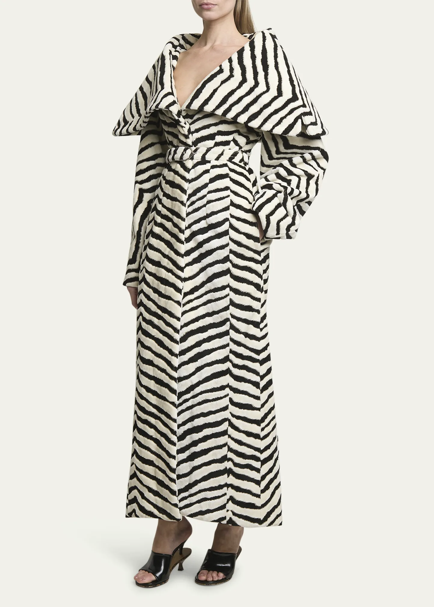 Caruso Zebra Long Belted Coat