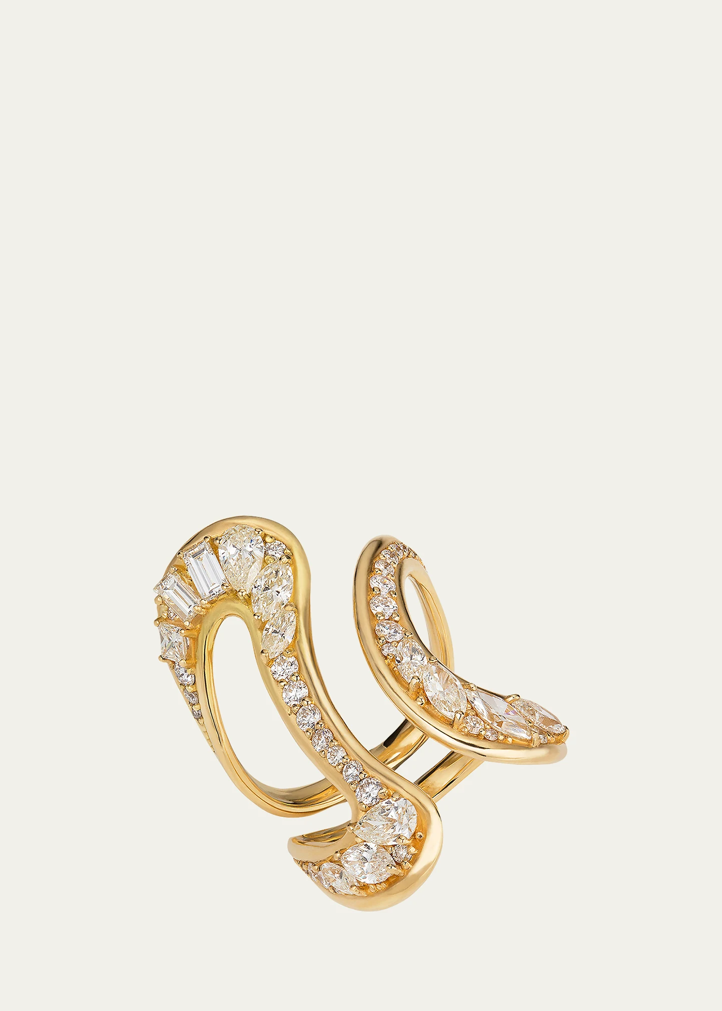 Stream Diamond Open Ring in 18k Yellow Gold