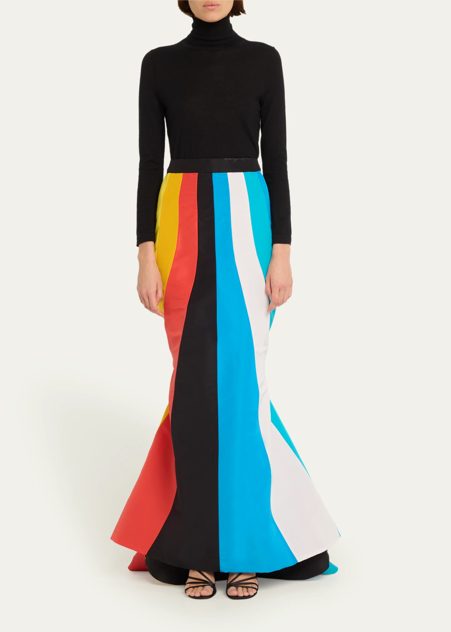 Colorblock Tie-Back Trumpet Maxi Skirt