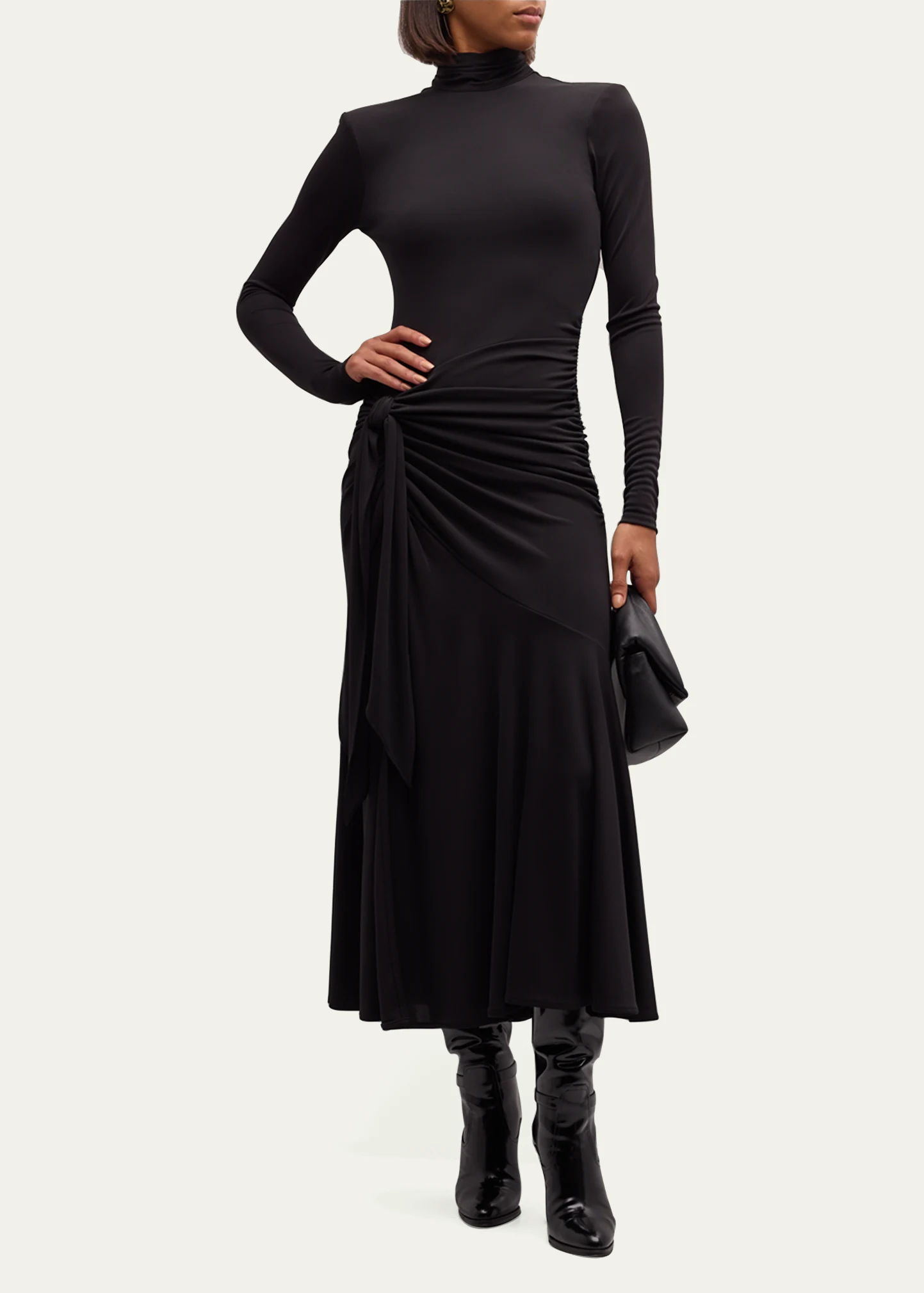 Johnson Mock-Neck Wrap-Skirt Midi Dress