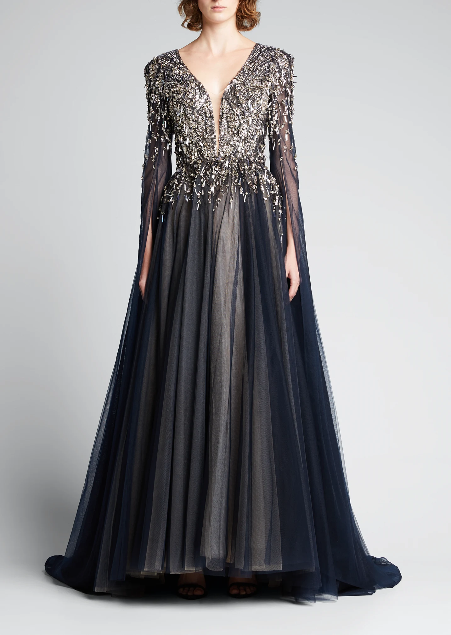 Crystal V-Neck Gown