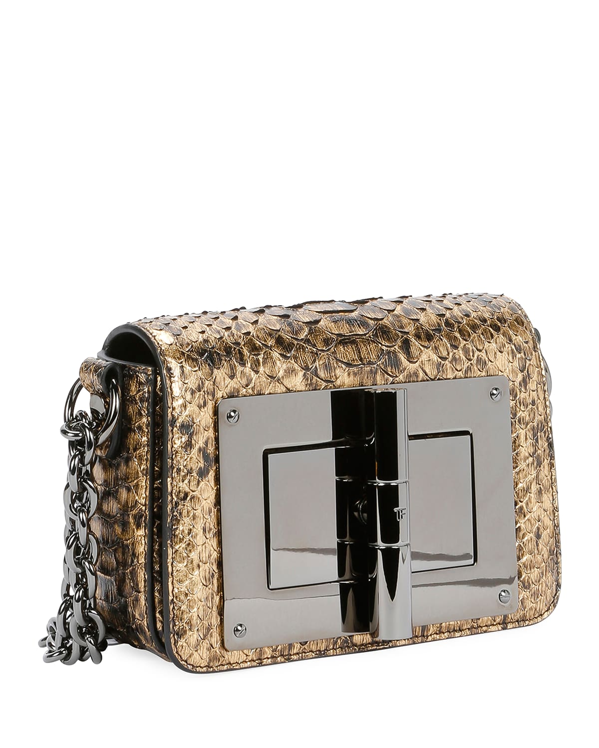 Natalia Laminated Python Small Shoulder Bag