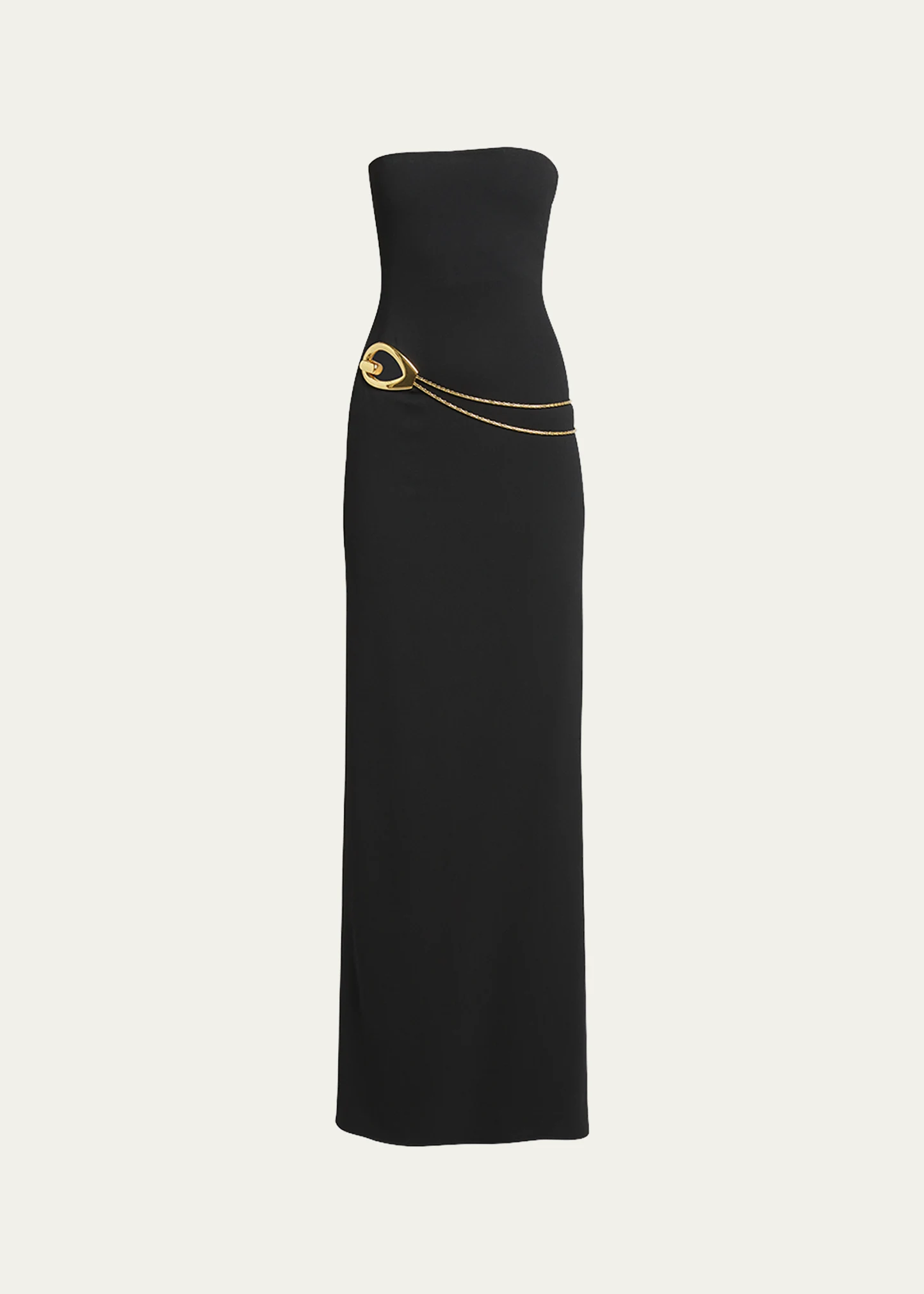 Stretch Sable Strapless Evening Dress with Cutout Detail