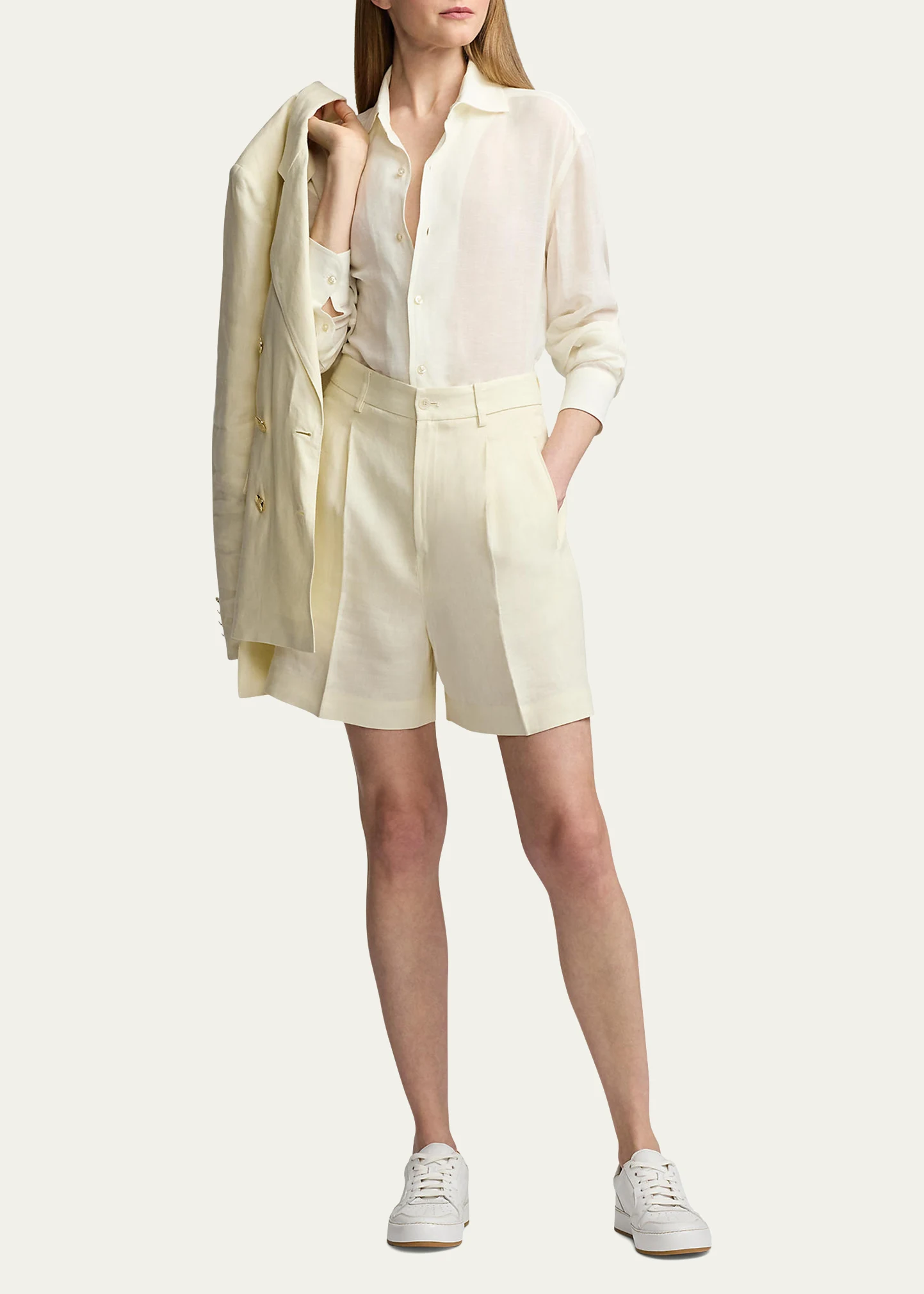 Tracy Pleated Linen Shorts