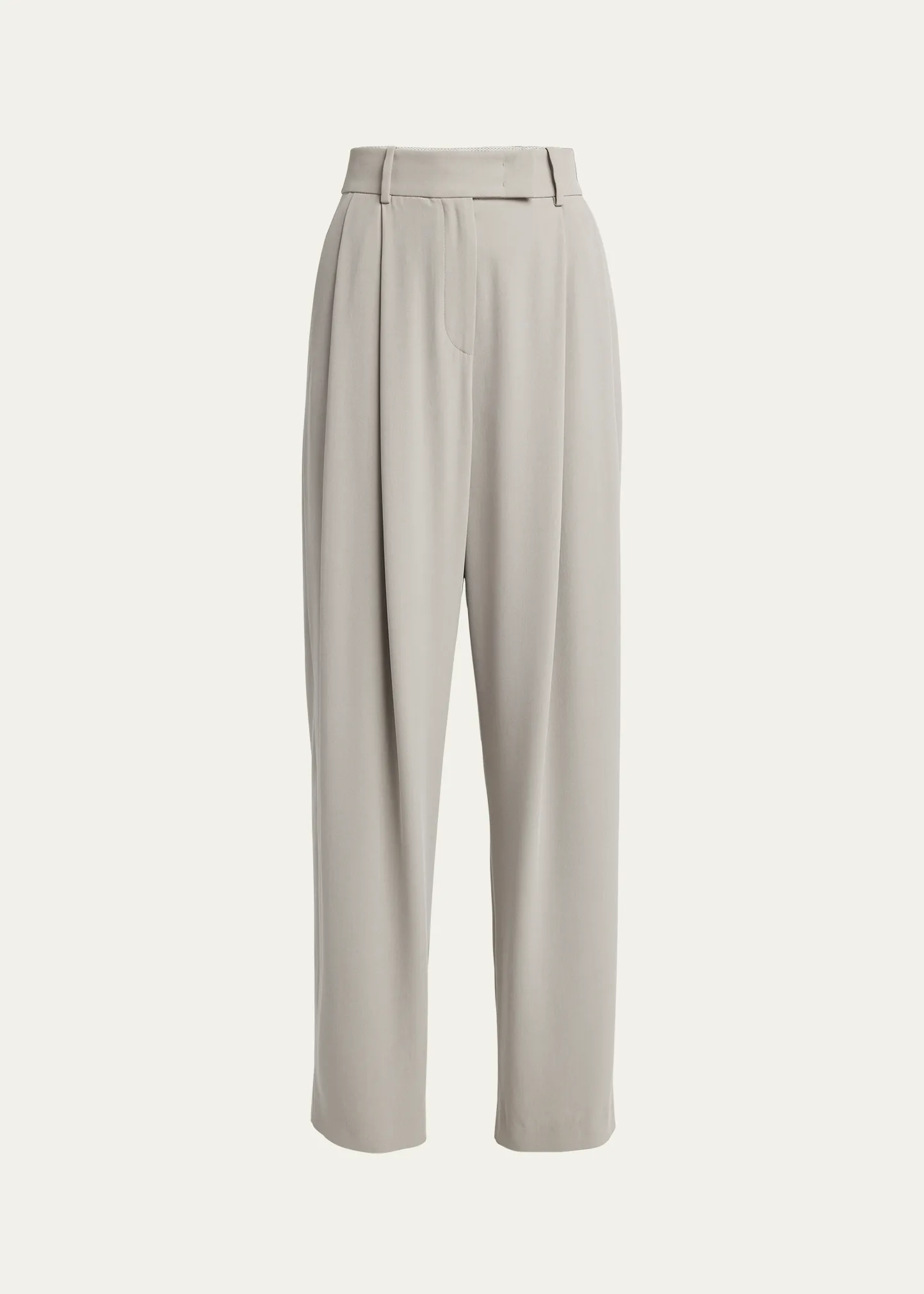 Washed Silk Pleated Wide-Leg Trousers