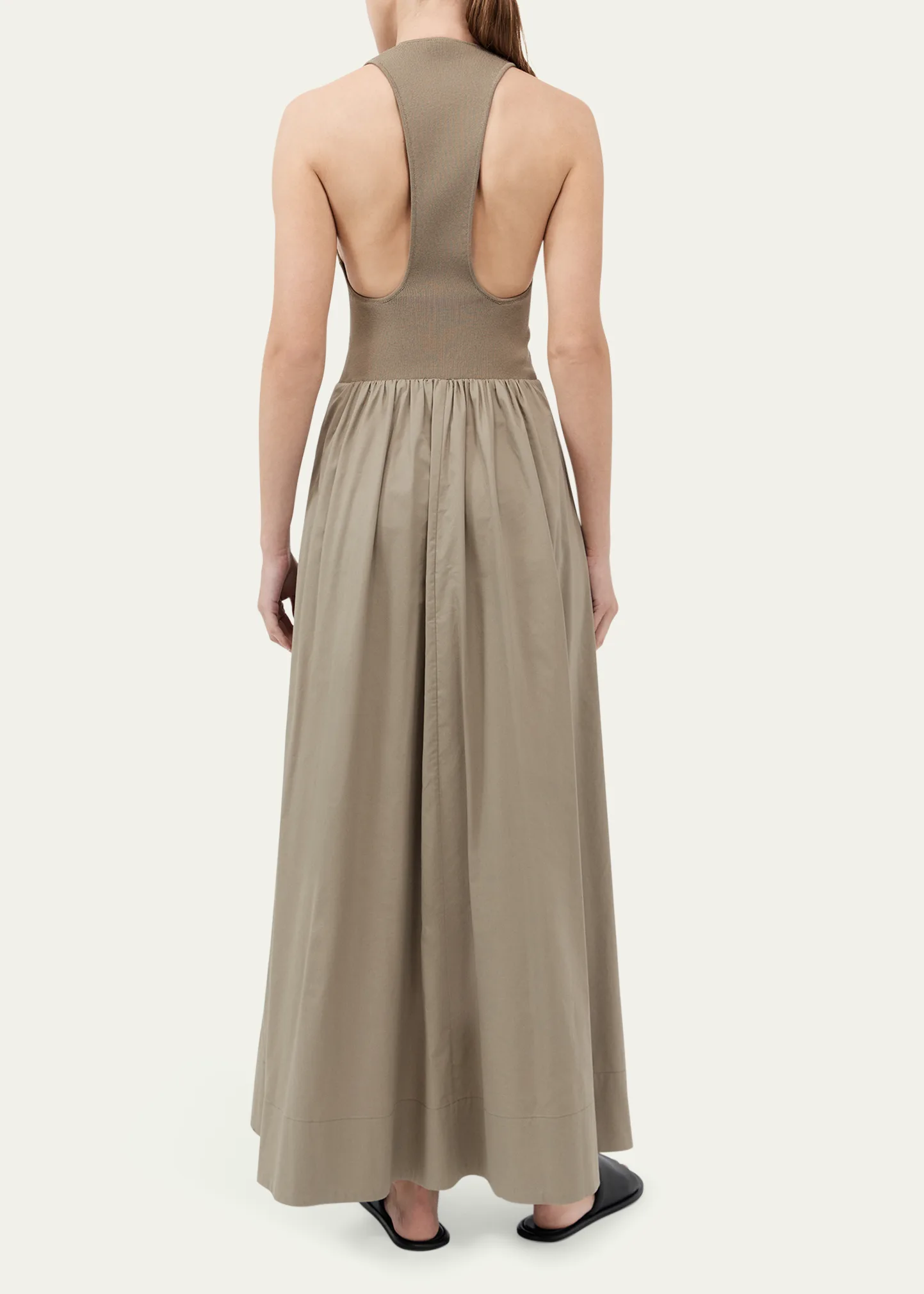 Combo Plunge-Neck Maxi Dress