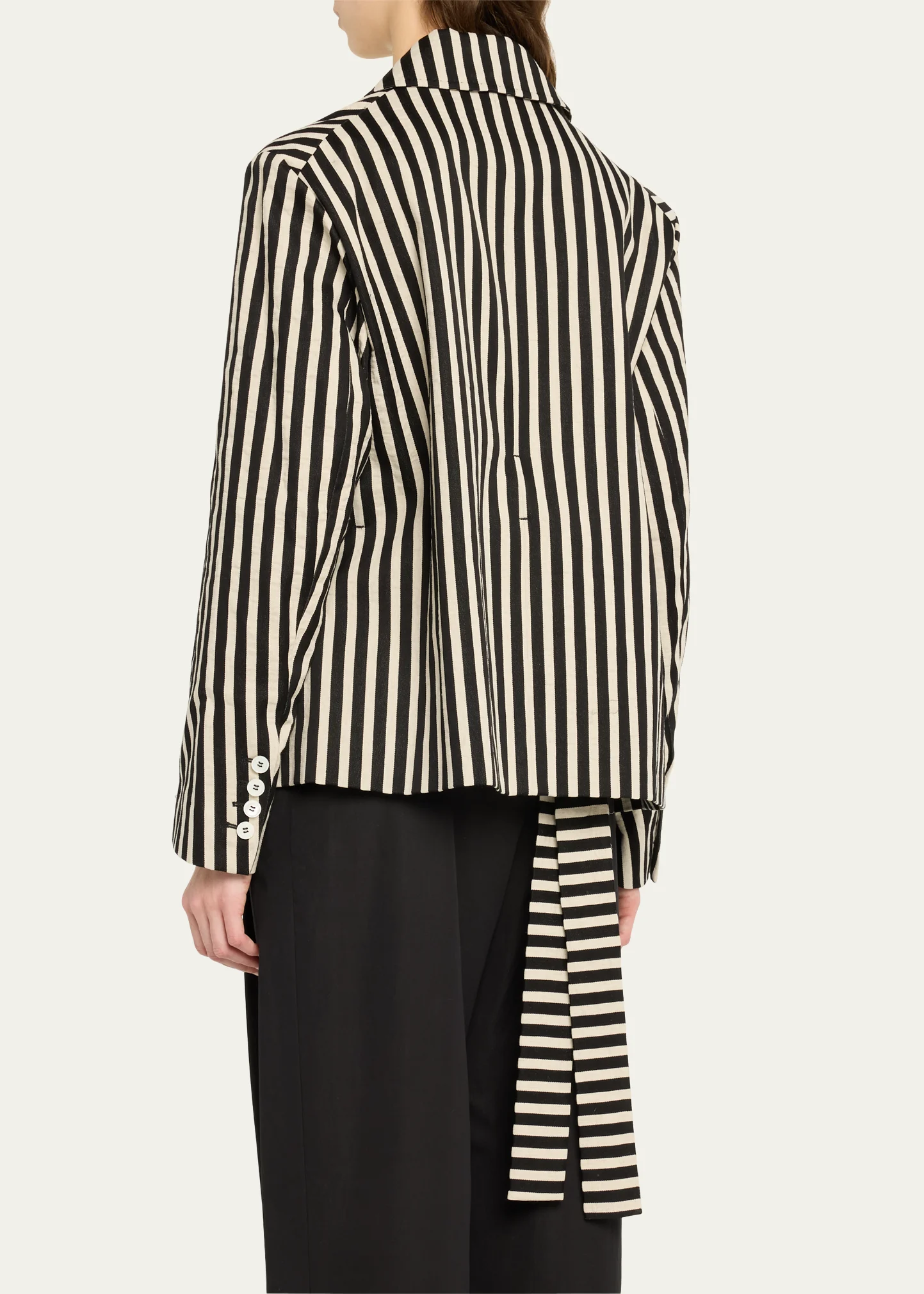 Stripe One-Button Linen Travel Jacket 2