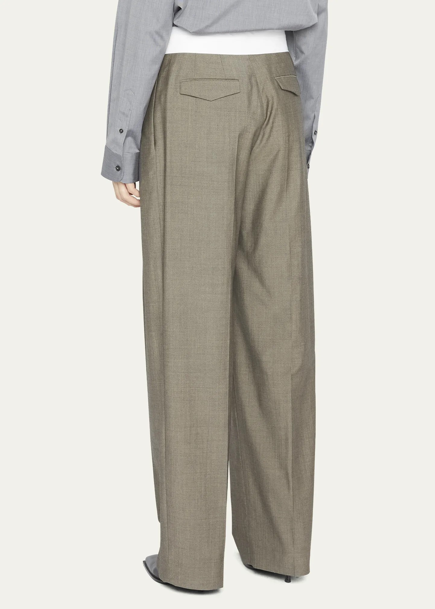 Milla Bicolor Wide-Leg Wool Pants