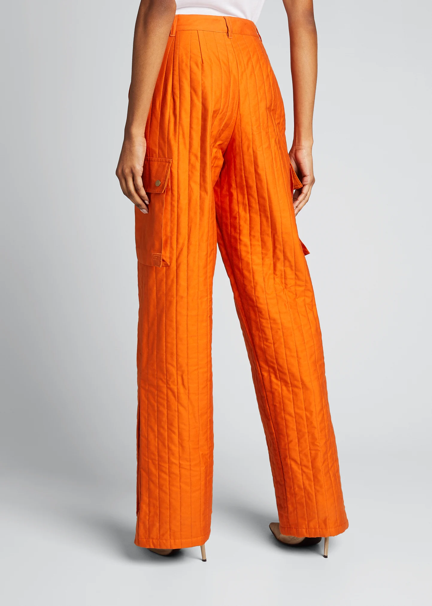 Baggy Quilted Cotton Pants, Orange