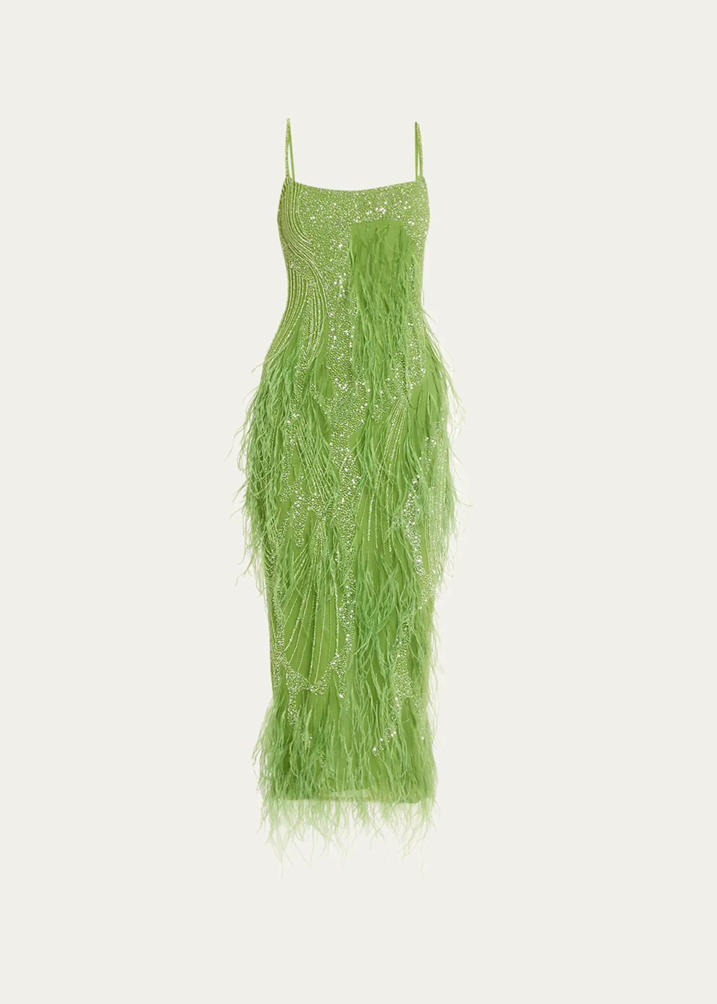 Beaded Feathered Midi Dress