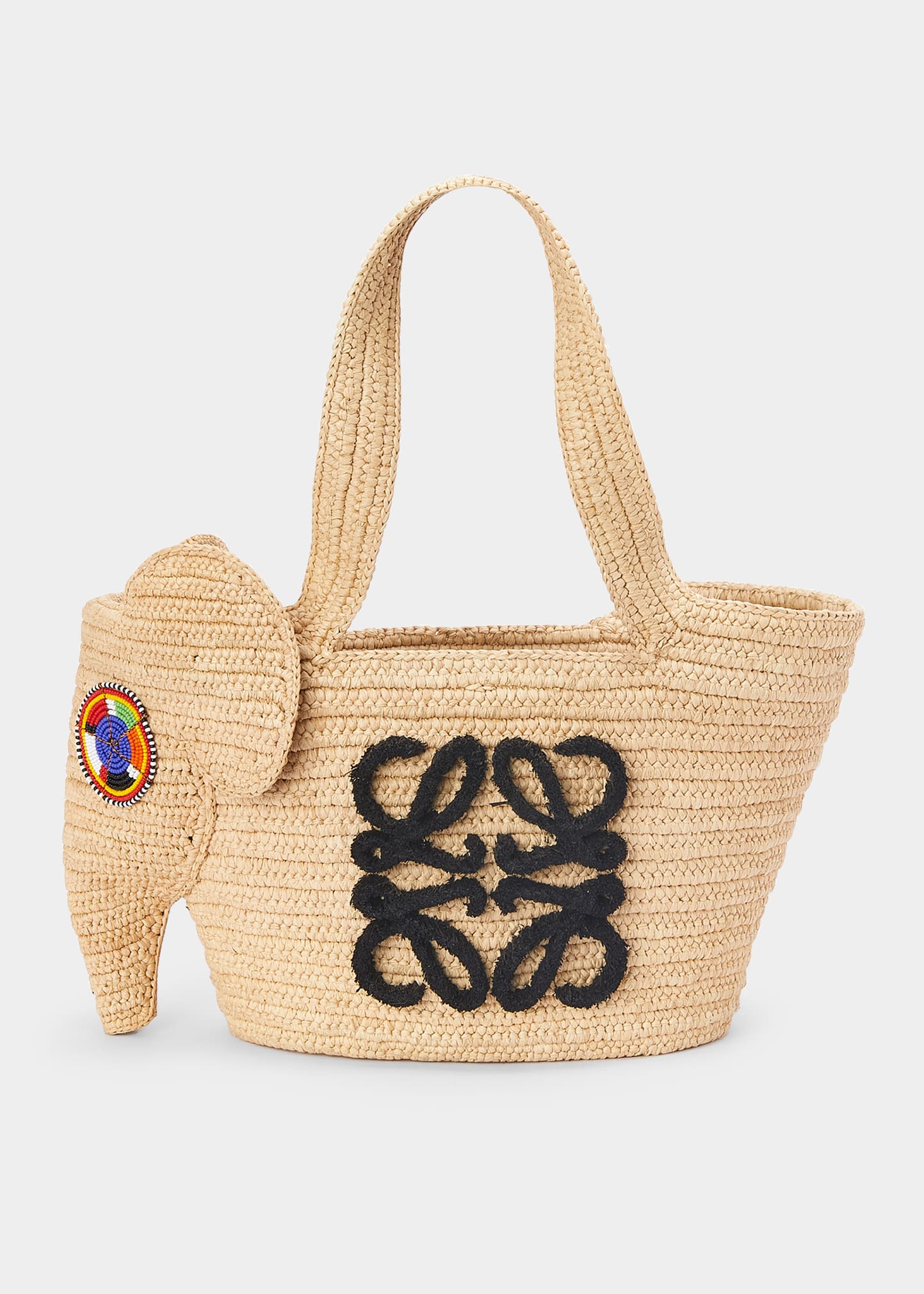 Small Anagram Elephant Basket Top-Handle Bag