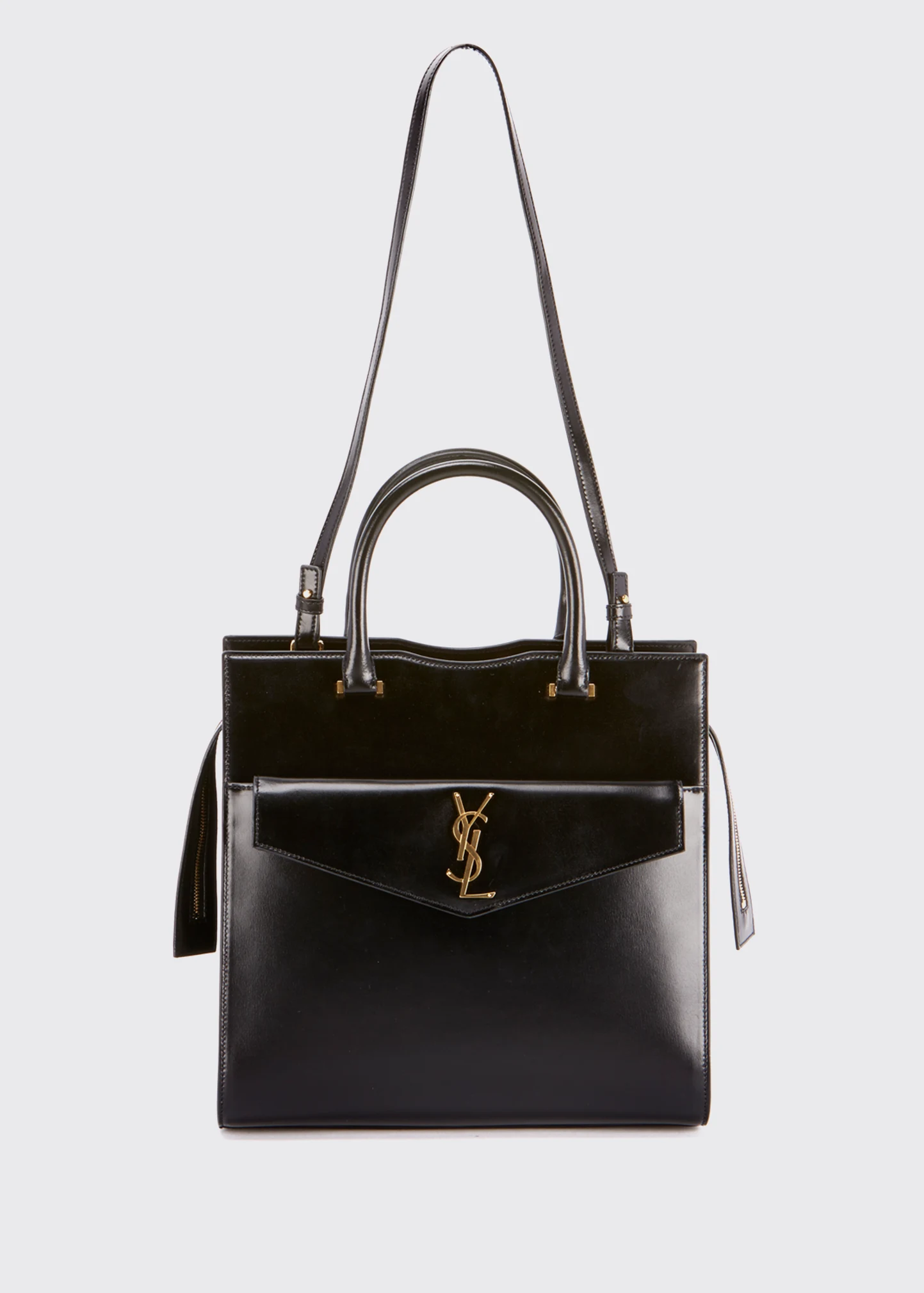 Uptown Medium Monogram YSL Cabas Cuir Glace Satchel Bag