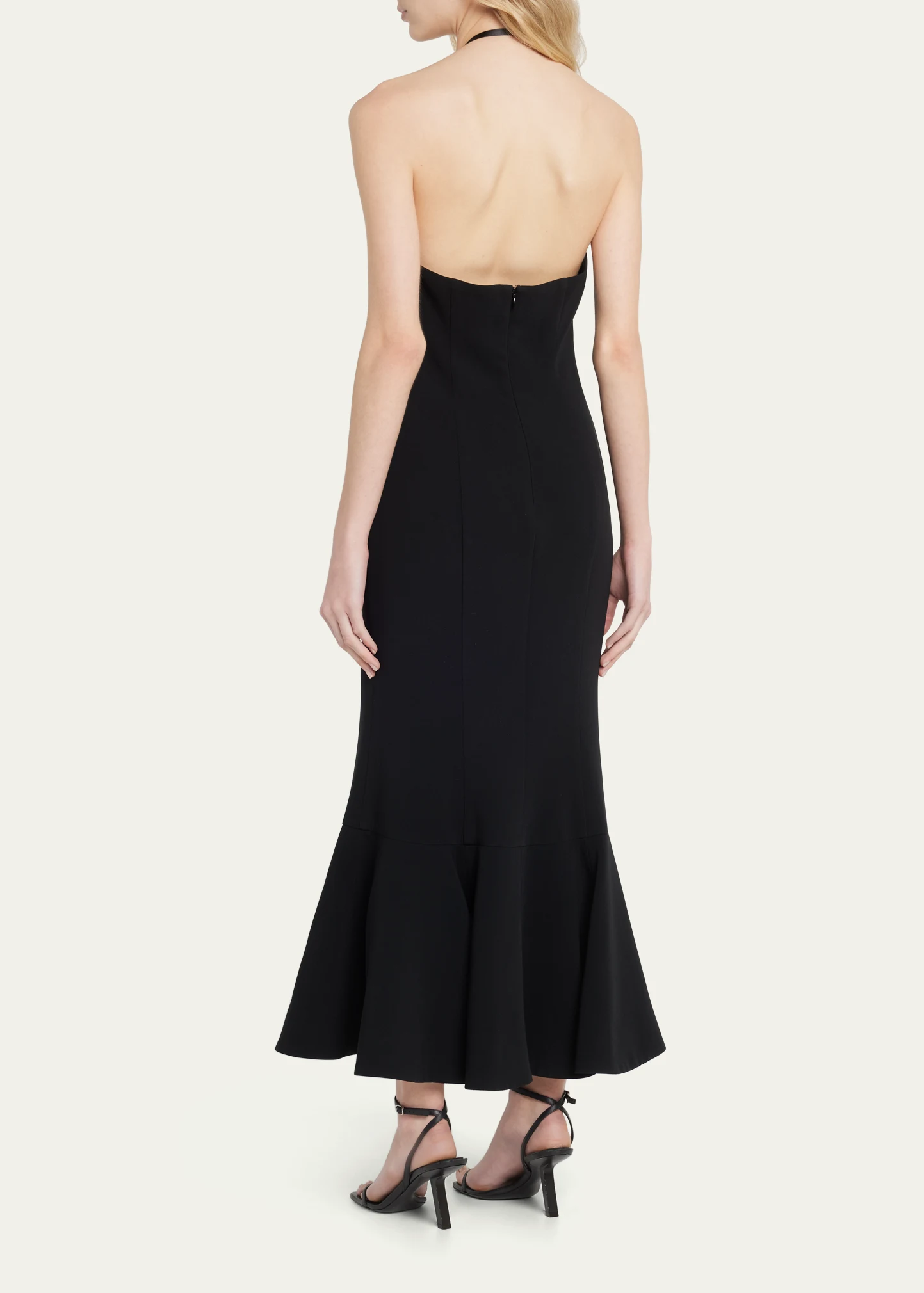 Jennie Beaded-Flower Halter Crepe Midi Dress