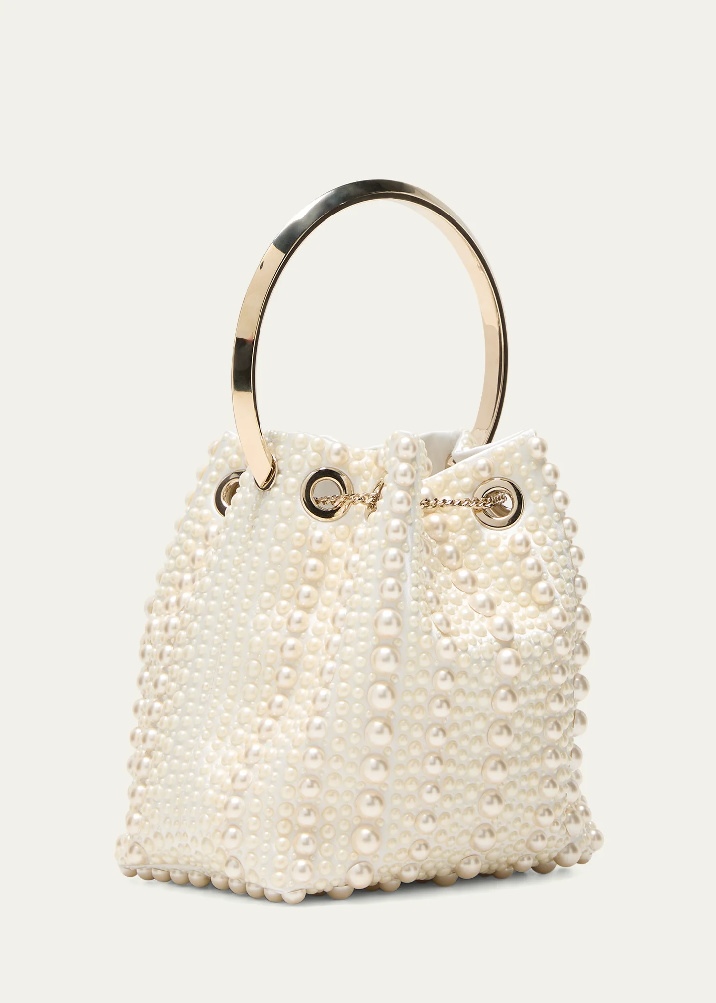 Bon Bon Pearly Satin Bucket Bag