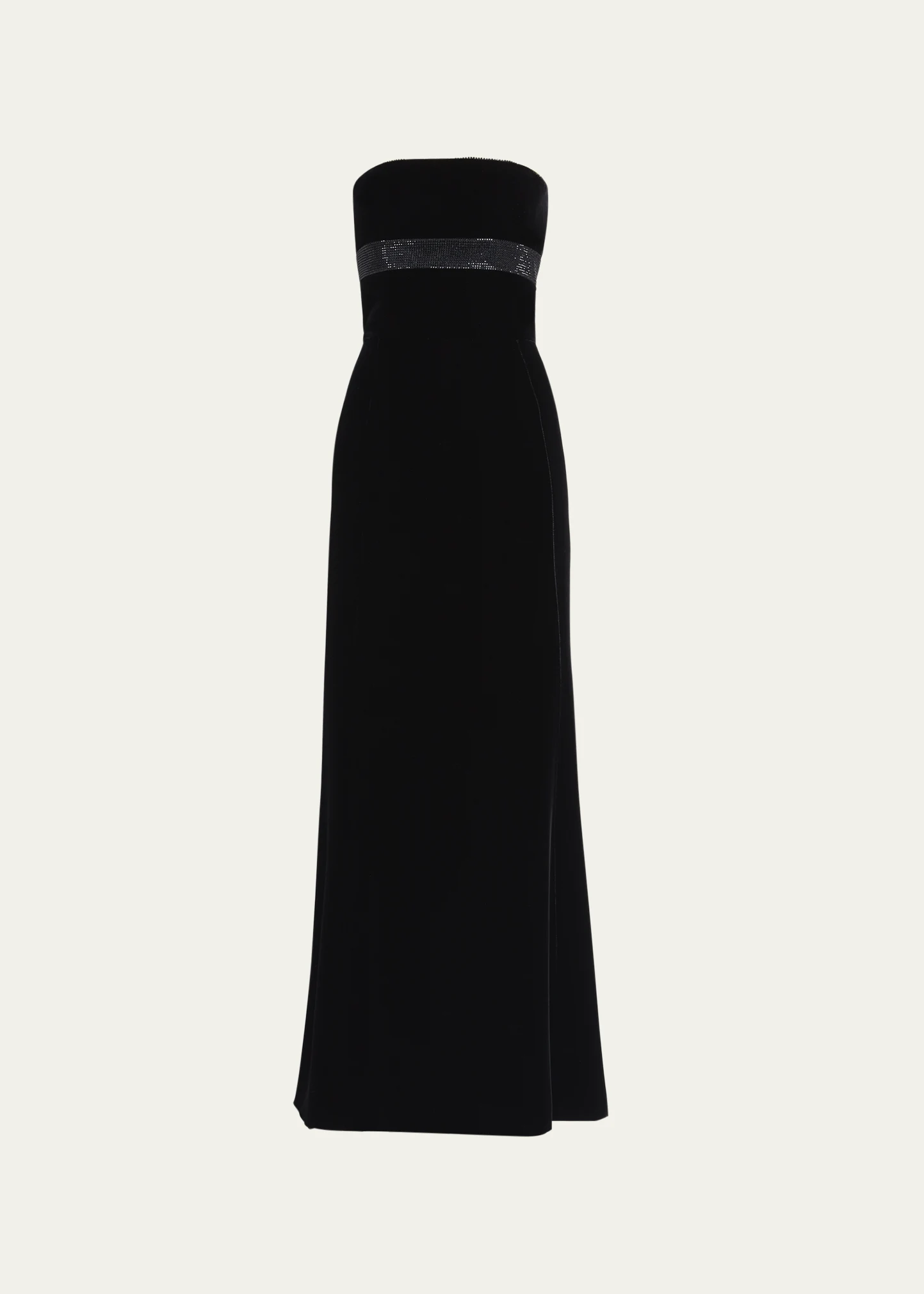 Strapless Strass Embellished Velvet Trumpet Gown