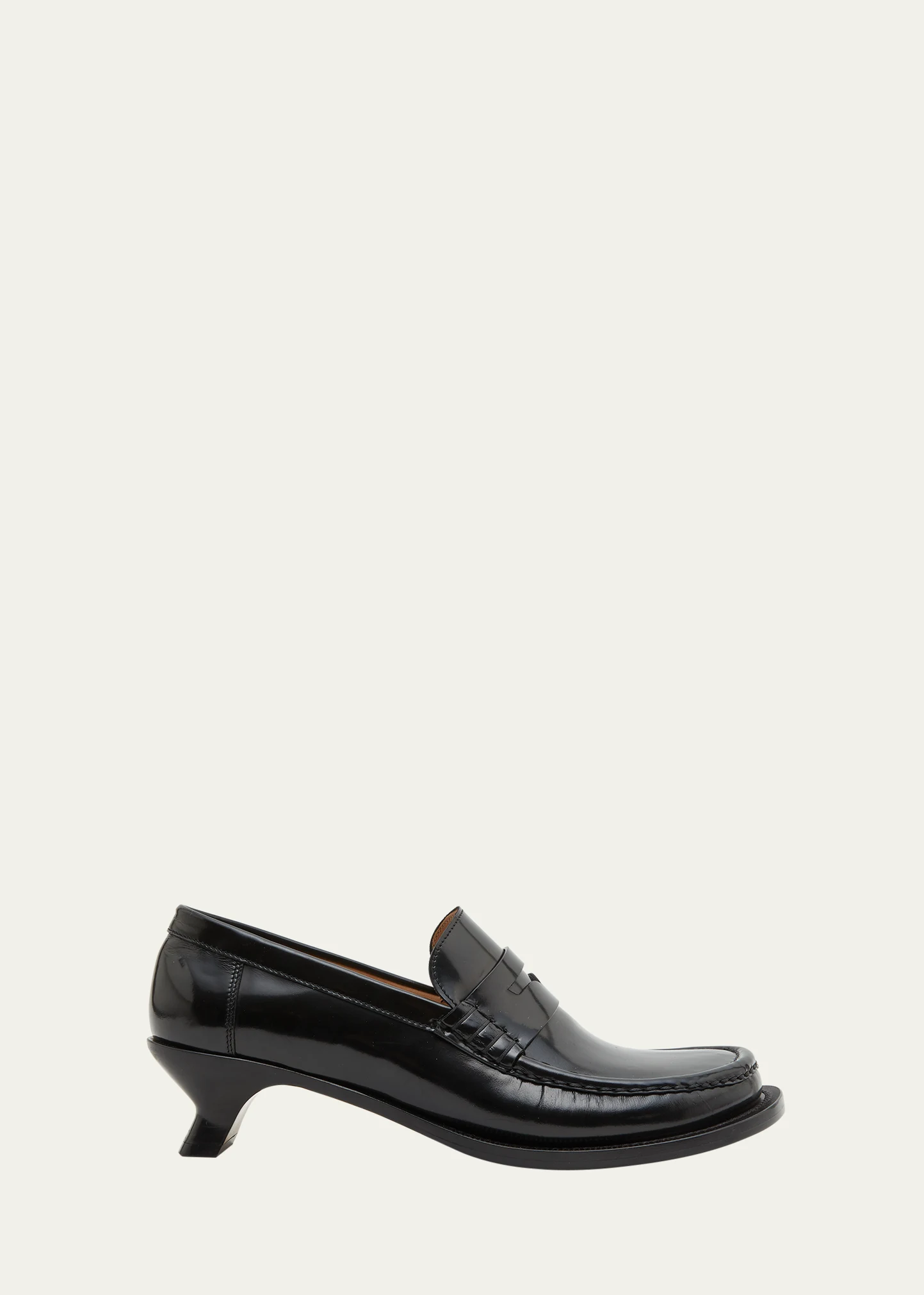 Terra Leather Kitten-Heel Penny Loafers