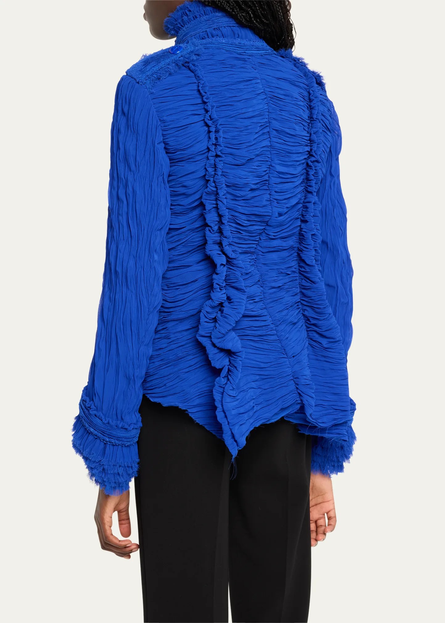 Ruched Stand-Collar Asymmetric Jacket