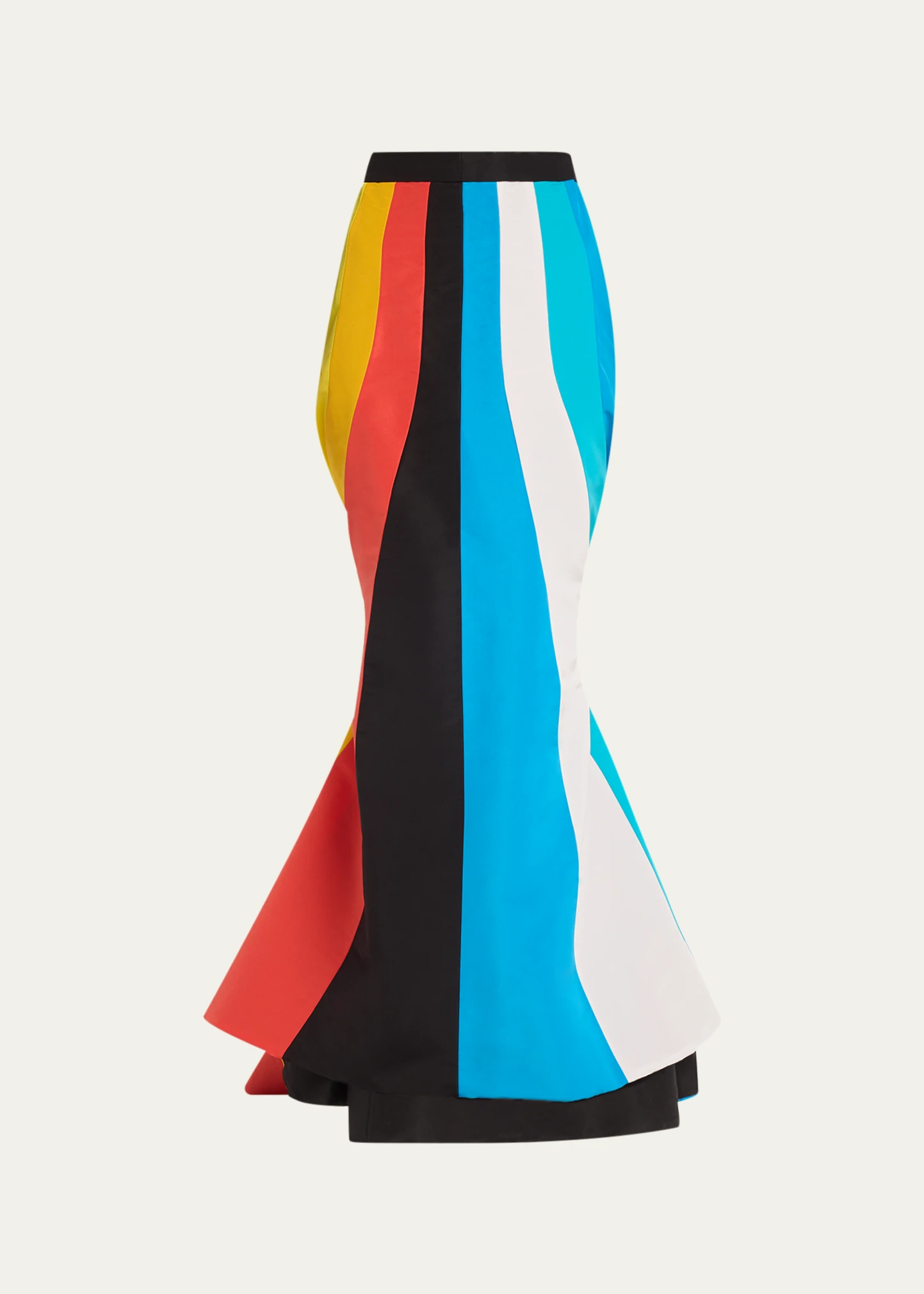 Colorblock Tie-Back Trumpet Maxi Skirt