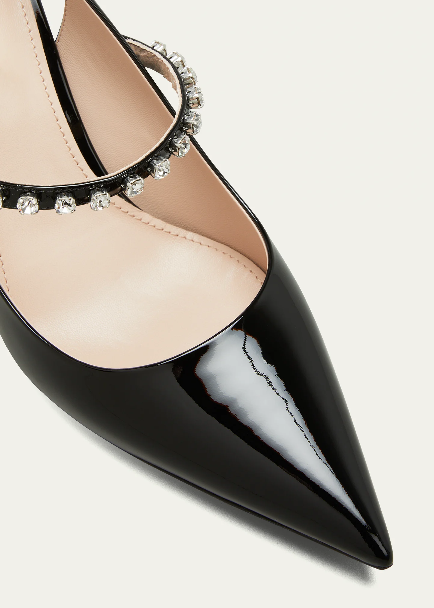 Patent Crystal-Strap Slingback Pumps