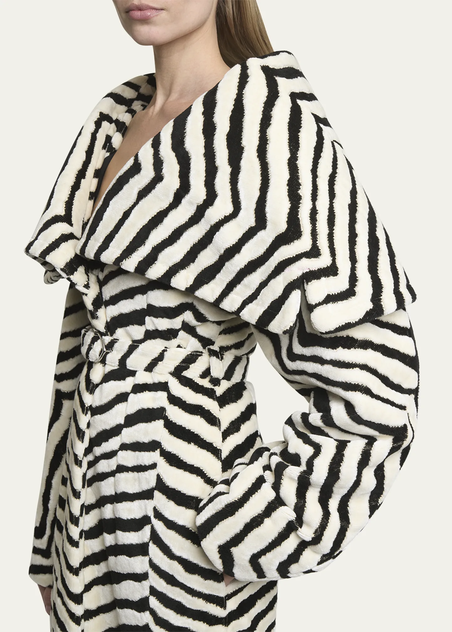 Caruso Zebra Long Belted Coat