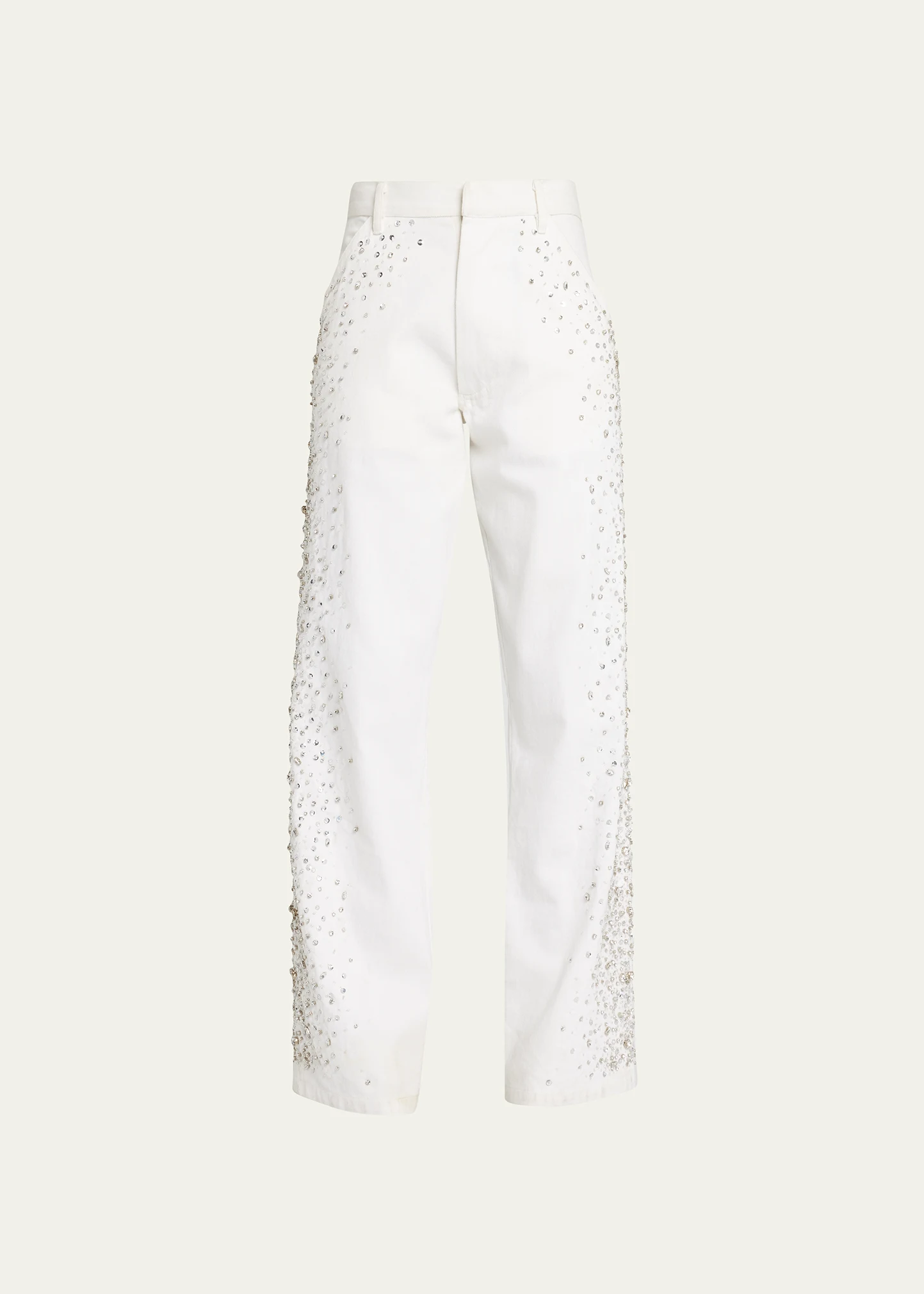 Denim Embroidered Straight Trousers