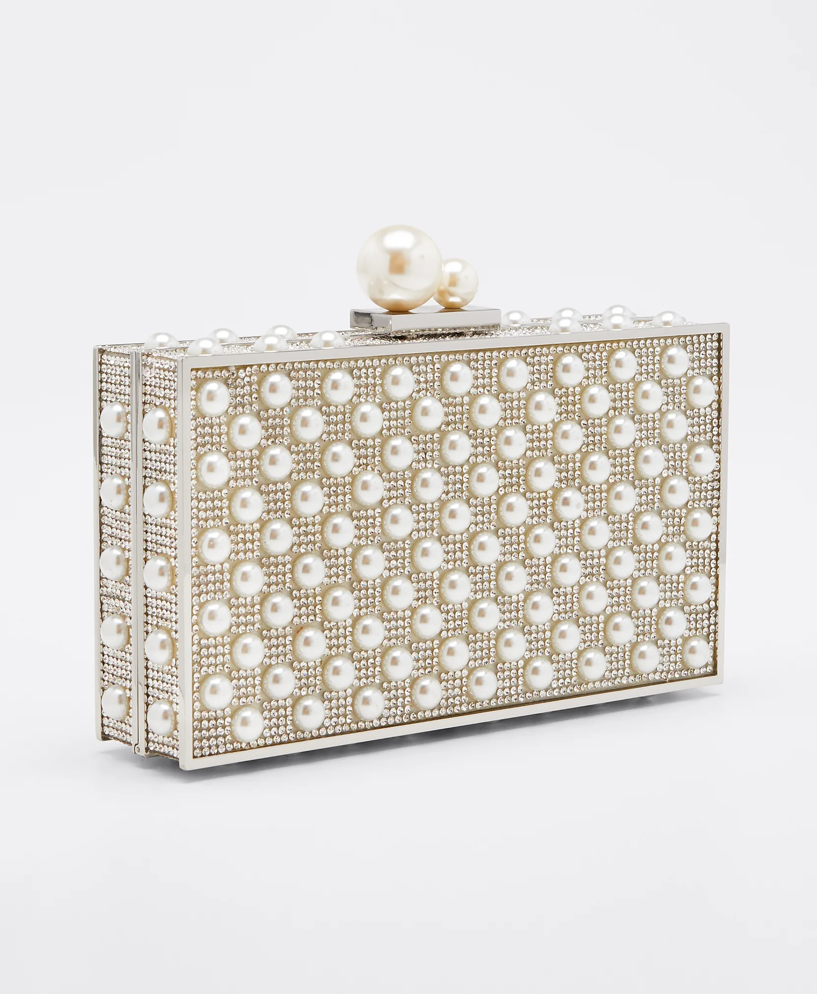 Clara Crystal Pearly Box Clutch Bag