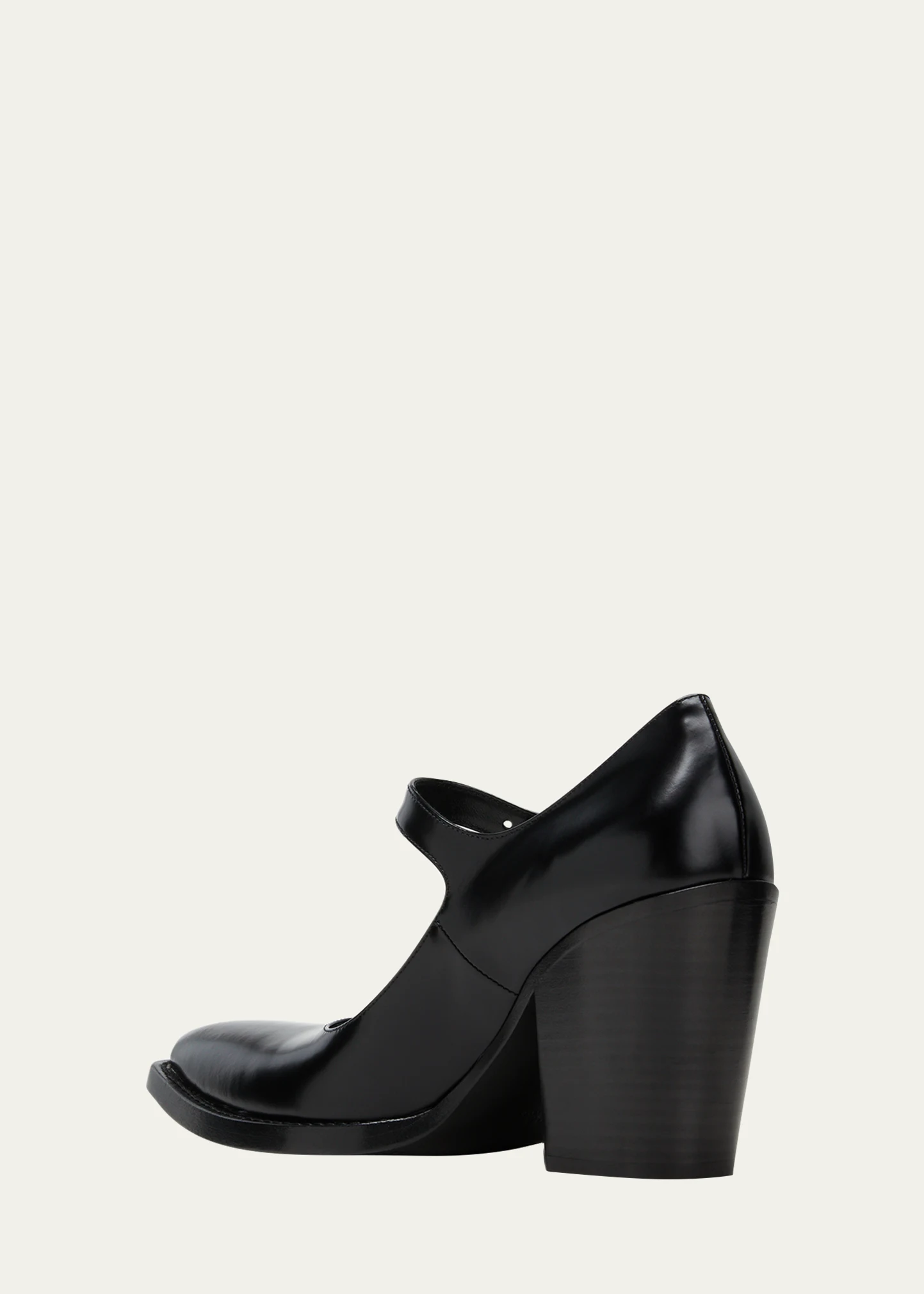 Leather Mary Jane Block Heel Pumps