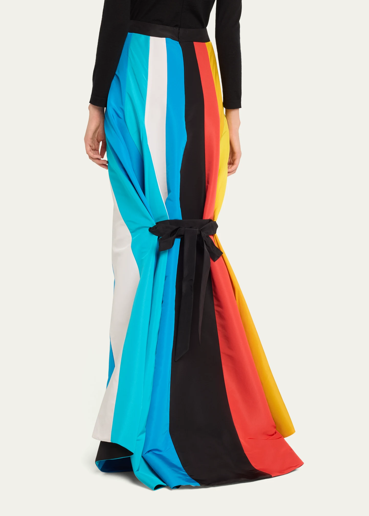 Colorblock Tie-Back Trumpet Maxi Skirt