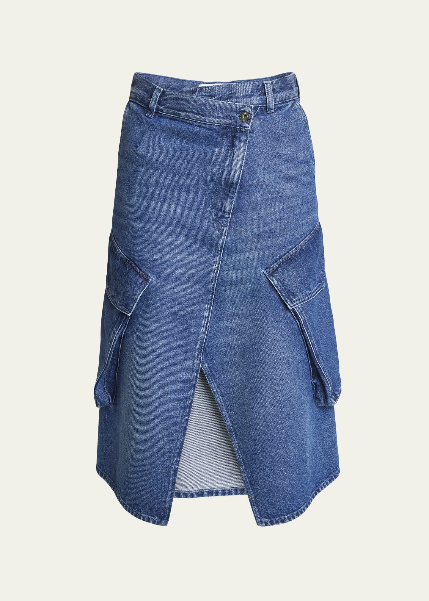 Cargo Pocket Denim Midi Skirt