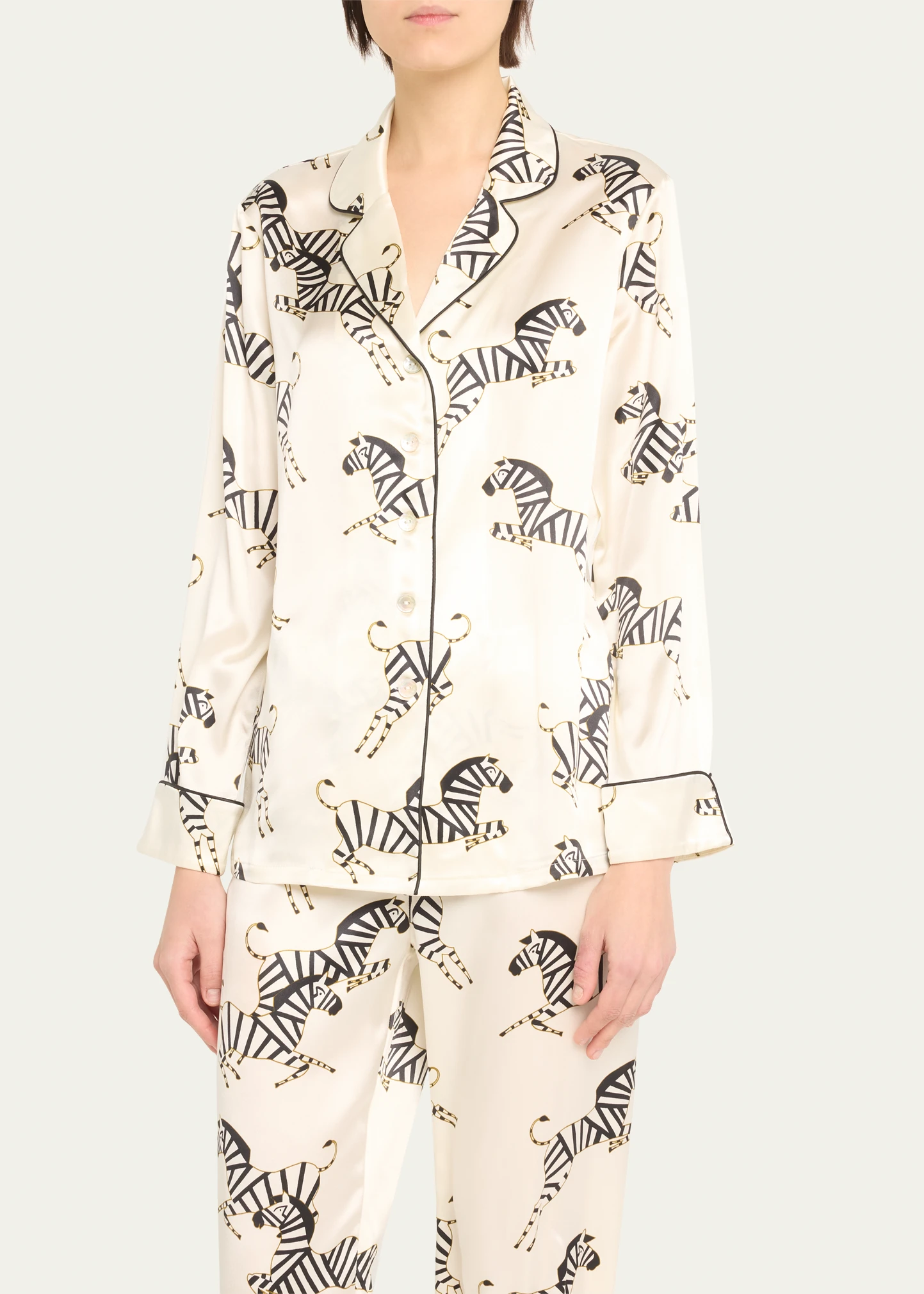 Lila Zebra-Print Silk Pajama Set