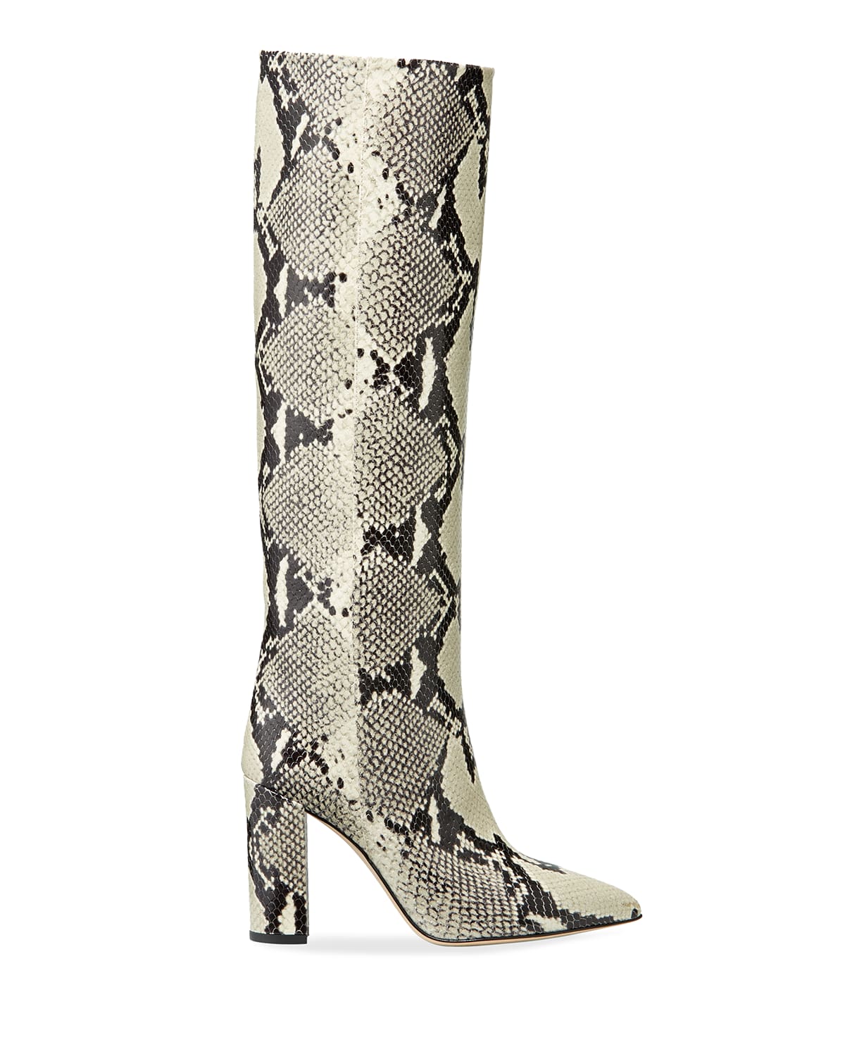 Snake-Embossed Leather Knee Boots