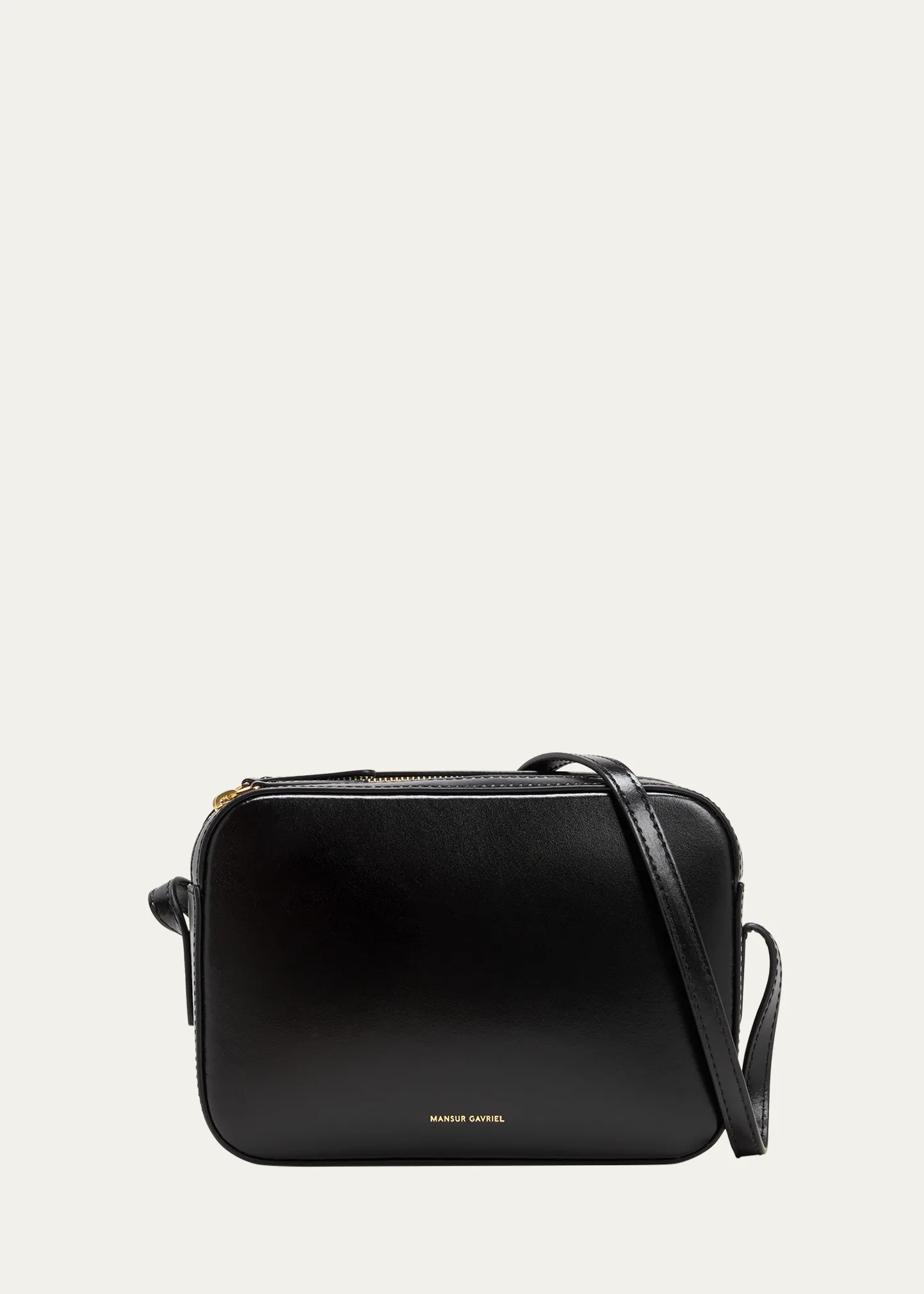 Double Zip Leather Camera Crossbody Bag