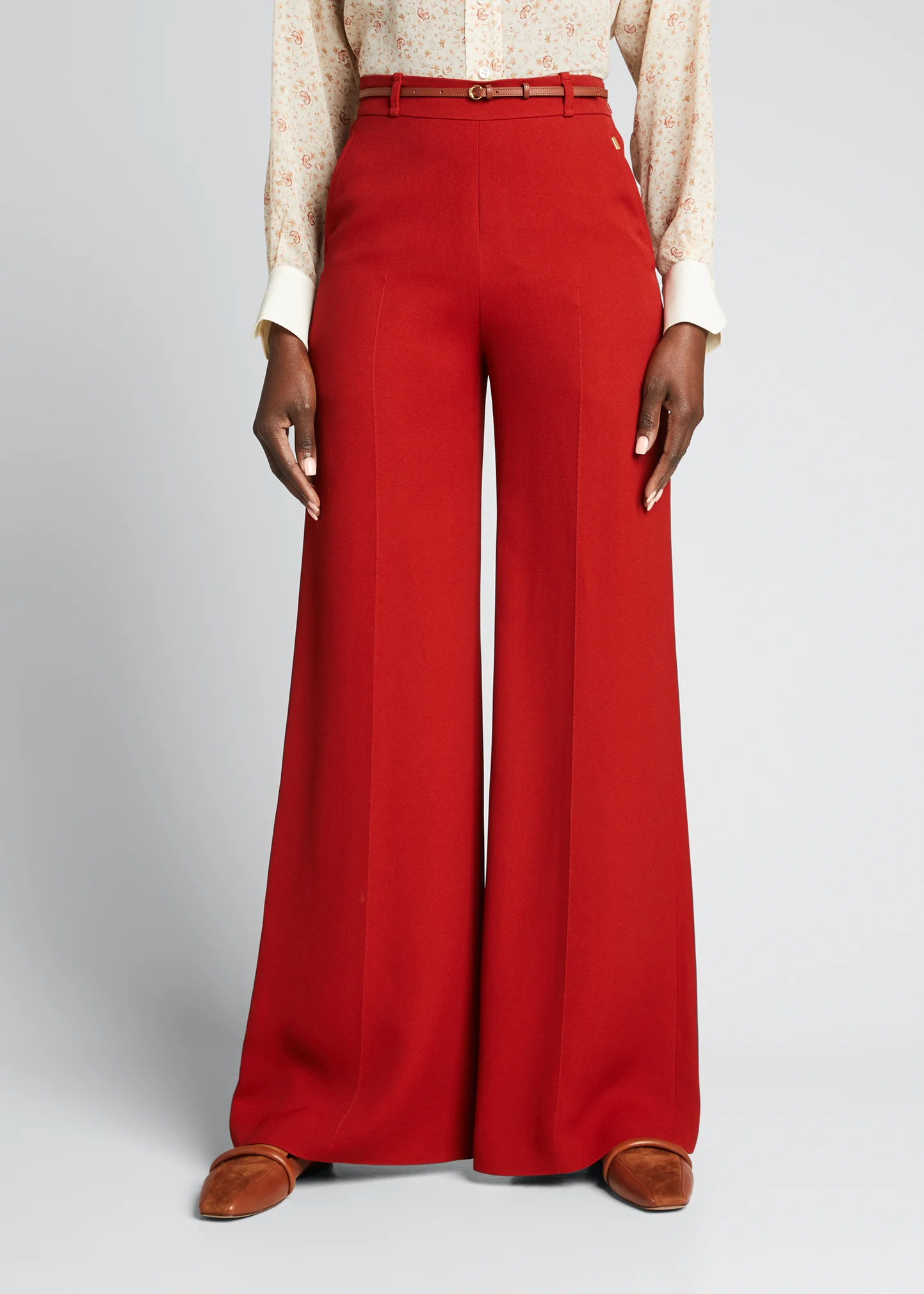 Wide-Leg Crepe Trousers