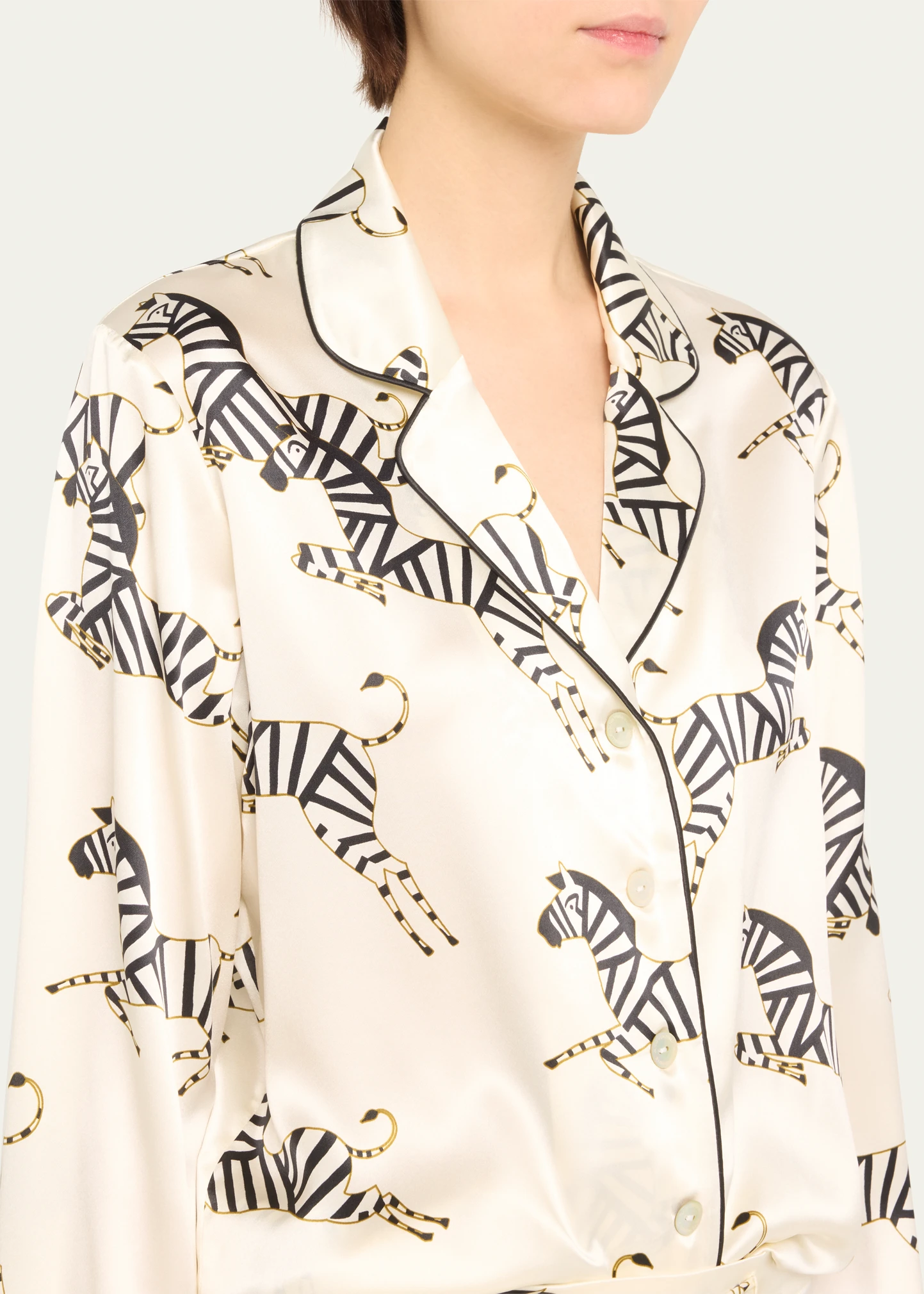 Lila Zebra-Print Silk Pajama Set