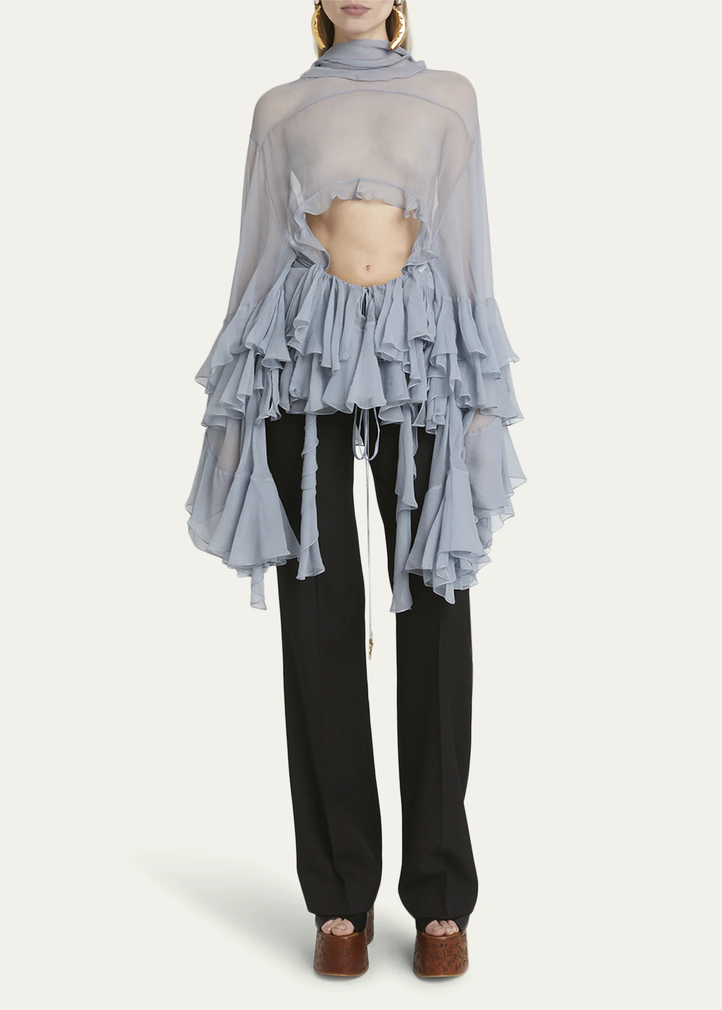 Silk Musseline Top with Ruffles