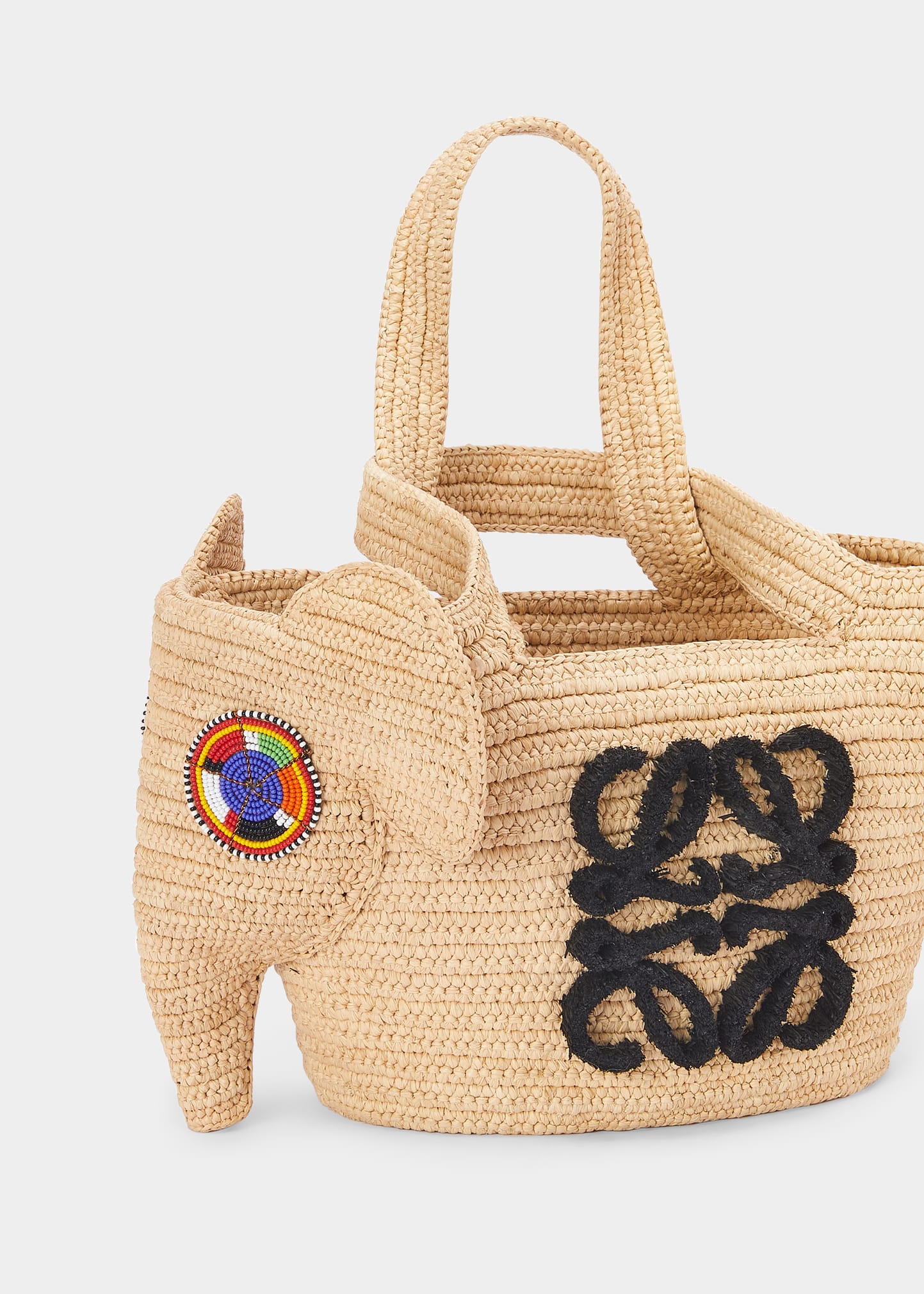 Small Anagram Elephant Basket Top-Handle Bag