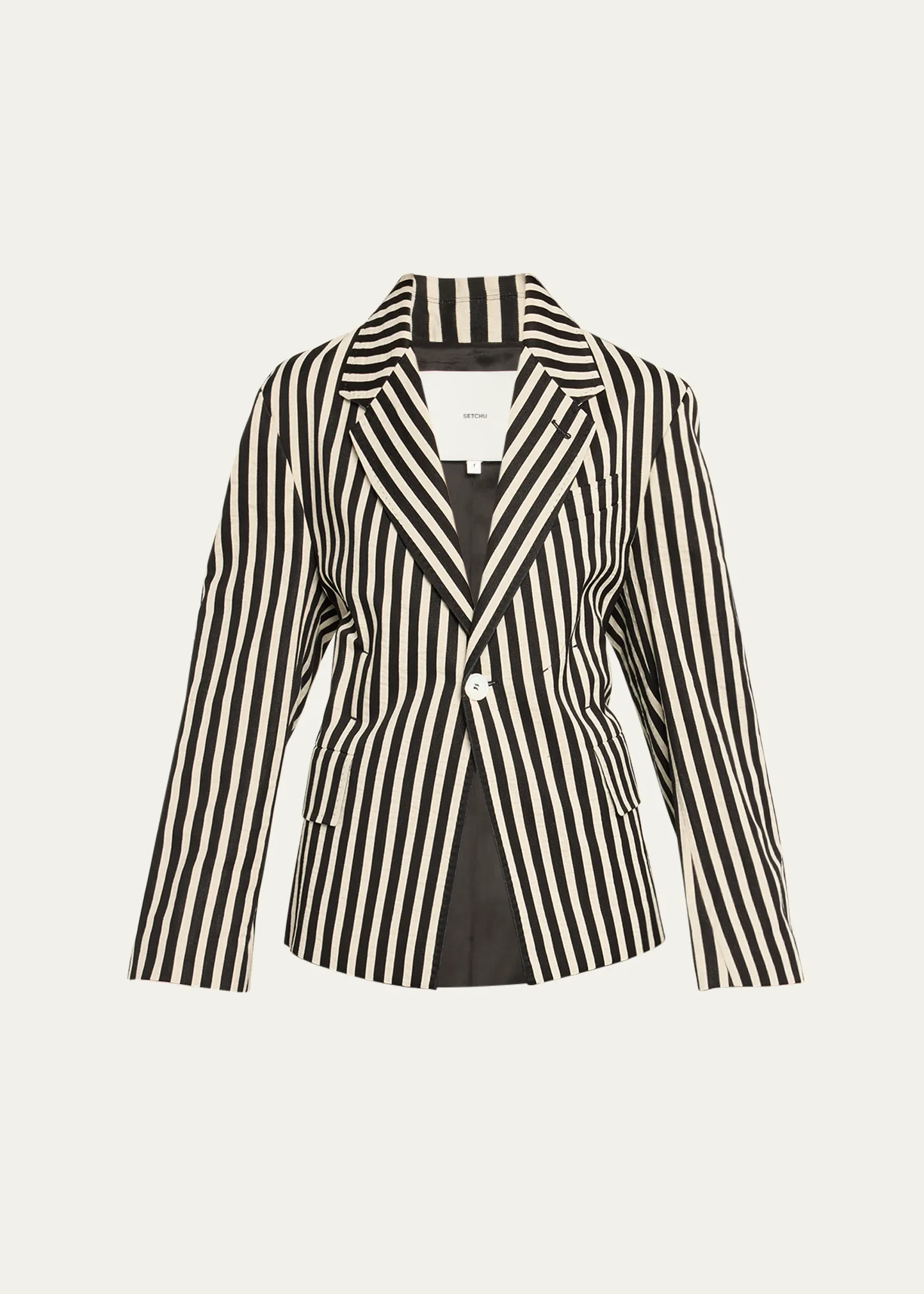 Stripe One-Button Linen Travel Jacket 2