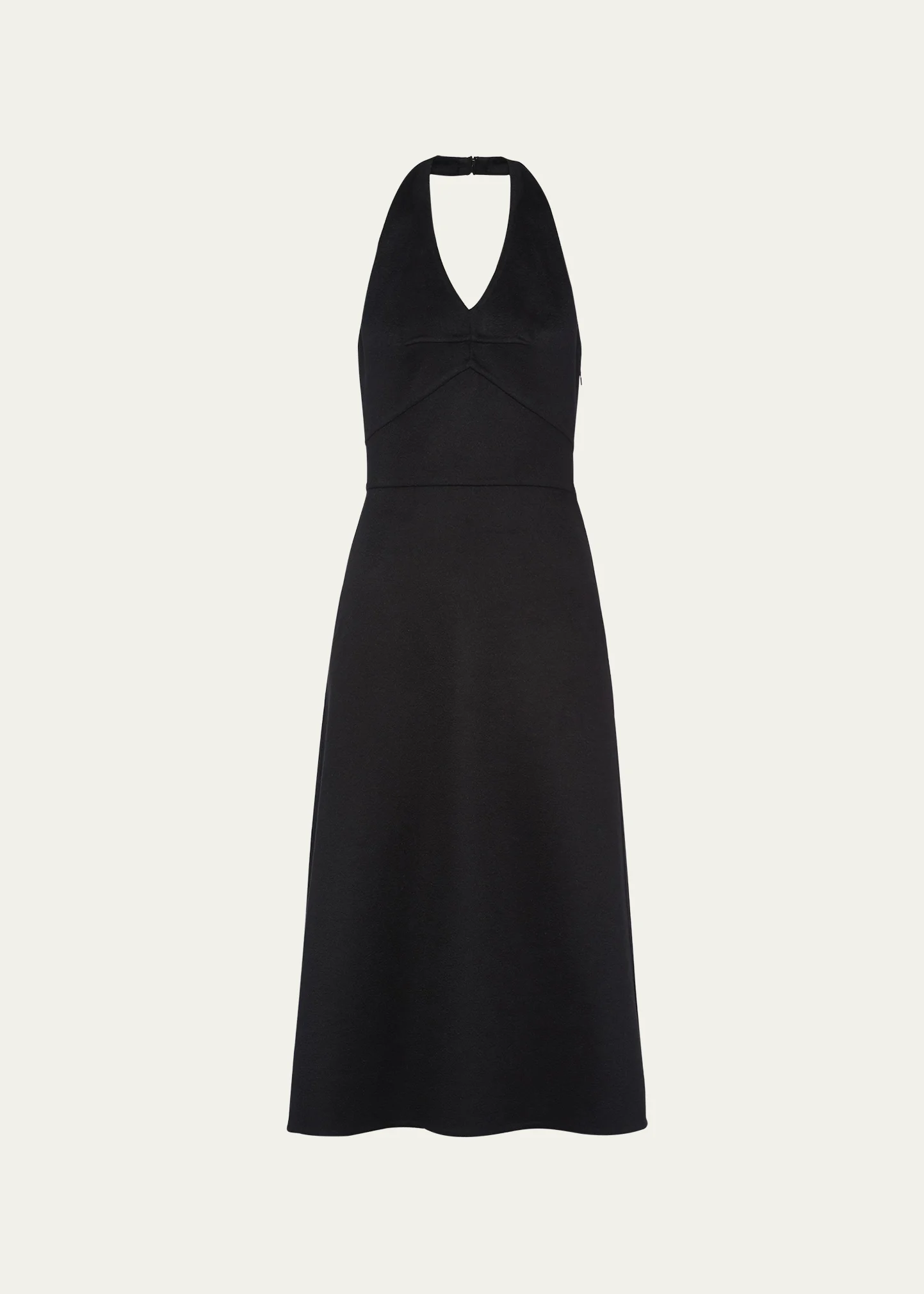 Halter Double Cashmere Flared Midi Dress