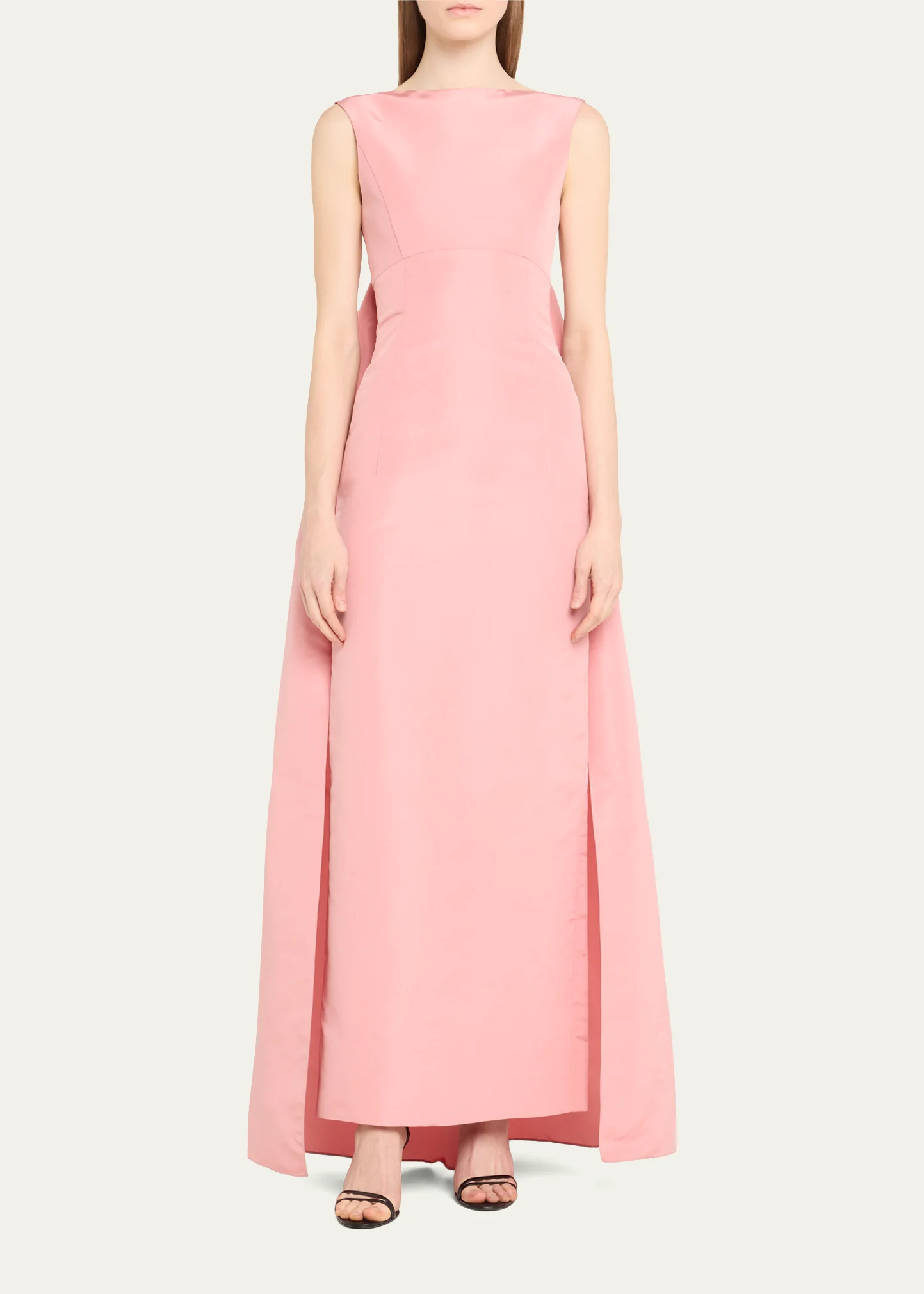 Draped Faille Gown with Cape Back