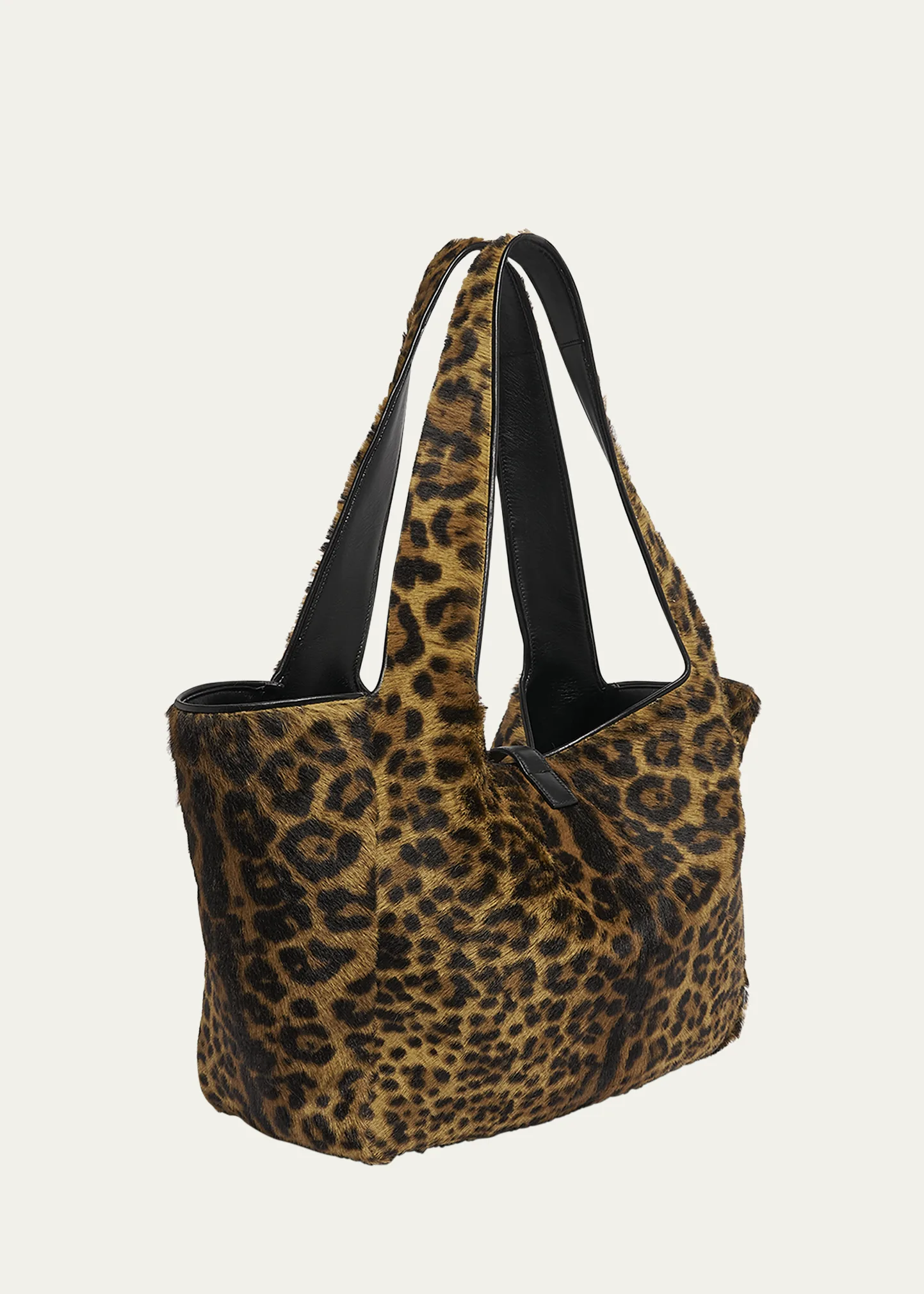 Bea YSL Leopard-Print Tote Bag in Calf Hair and Leather