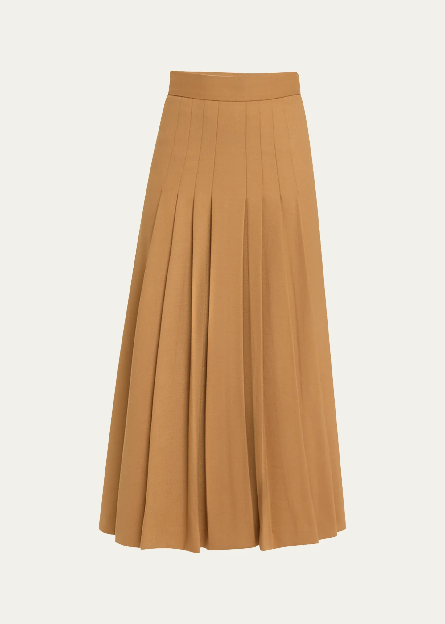 Pleated Wool Midi Skirt