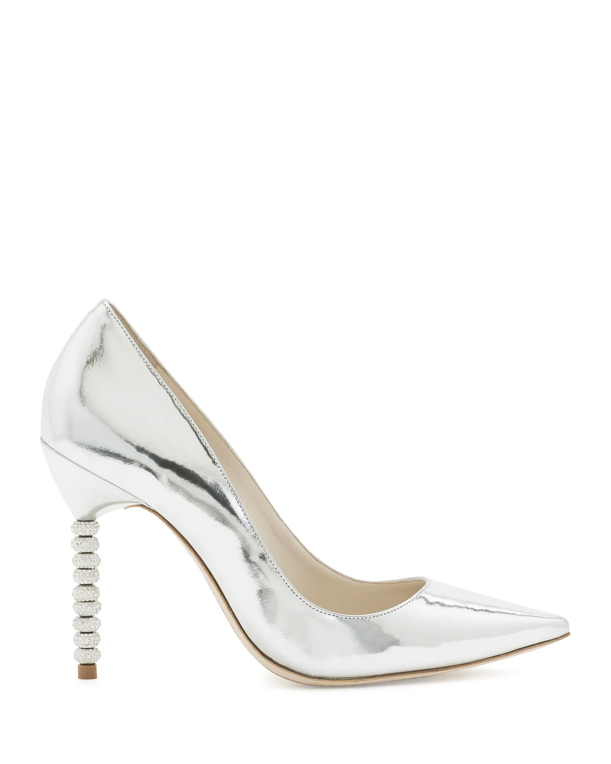 Coco Metallic Crystal-Heel Pumps, Silver