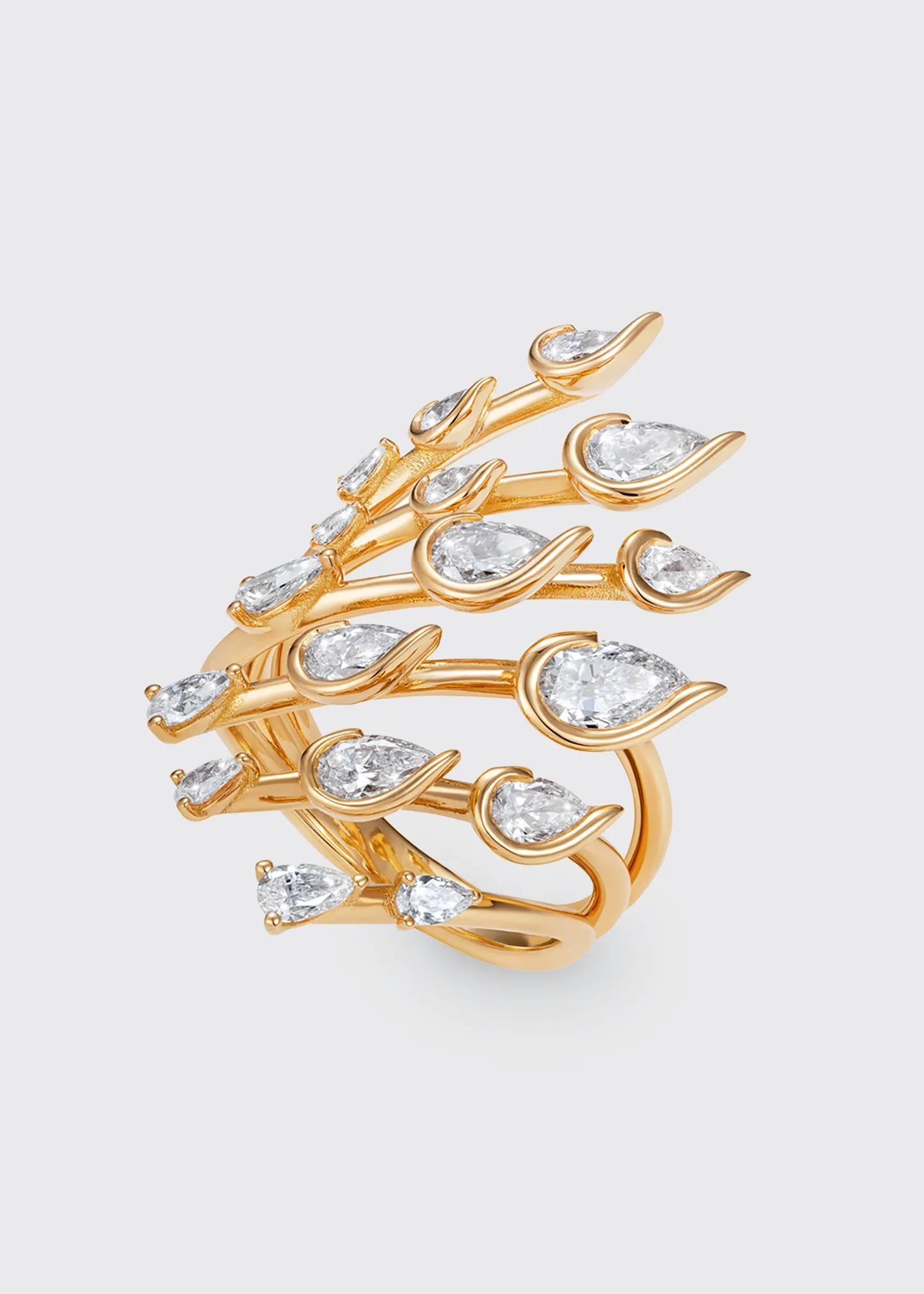 Flare Small Ring in 18K Yellow Gold and Diamonds